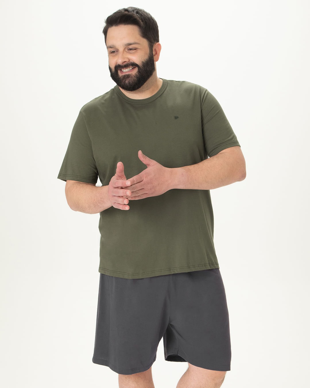 Pijama Masculino Camiseta Manga Curta E Shorts Cós Elástico Em Algodão