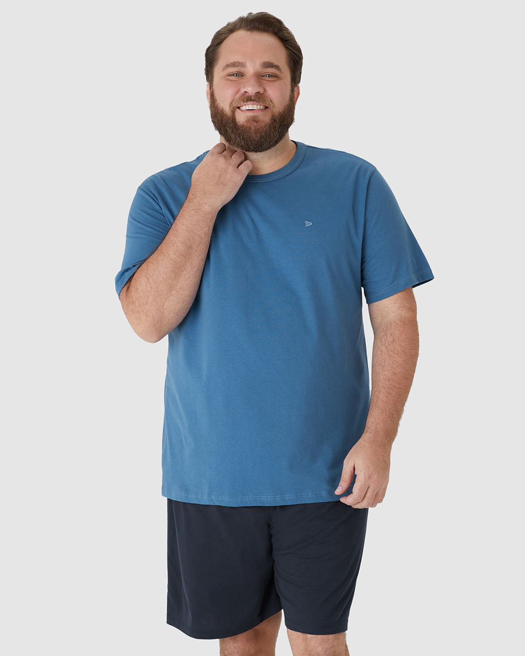 Pijama Masculino Camiseta Manga Curta E Shorts Cós Elástico Em Algodão