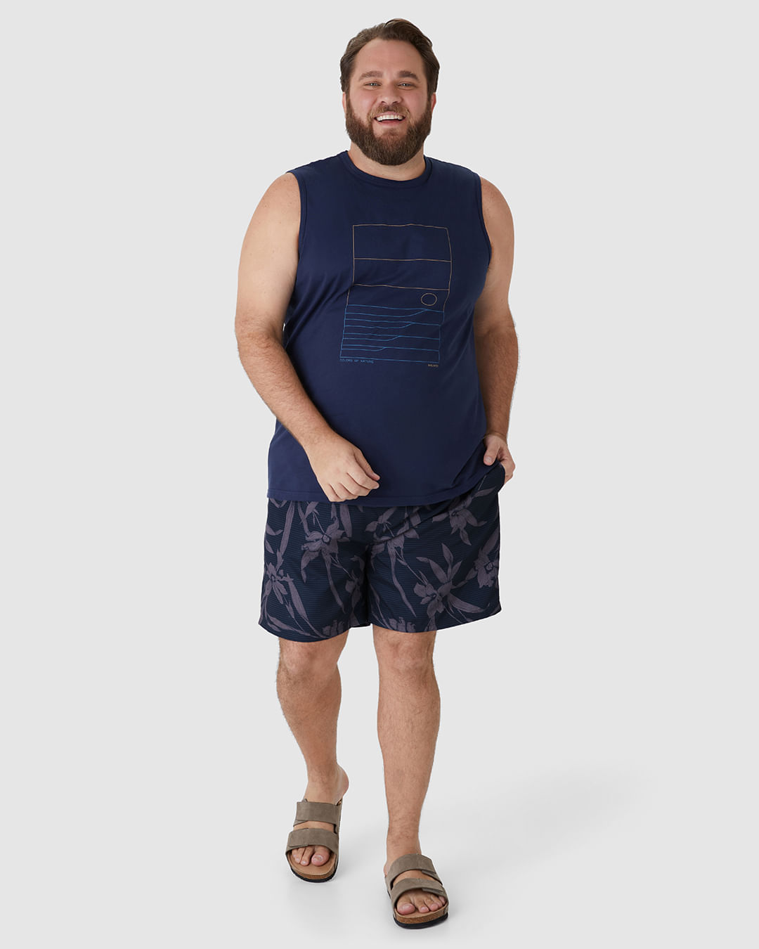 Shorts Masculino Plus Size Cós Com Cadarço Funcional Em Tafetá - Imagem 21