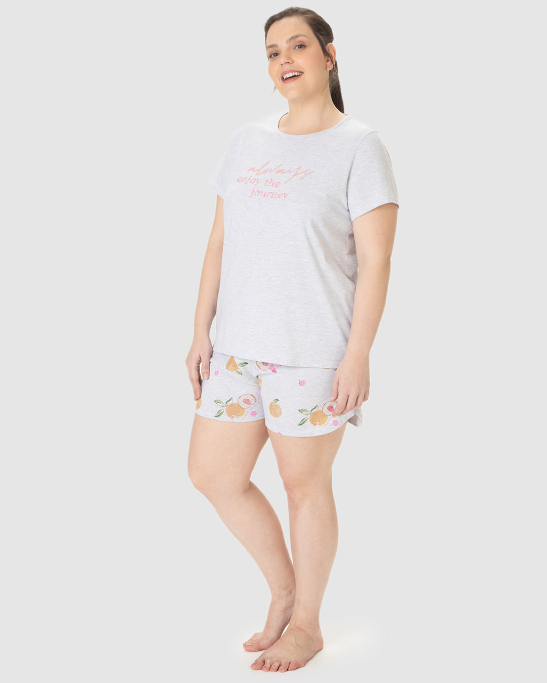 Pijama Feminino Plus Size Always Enjoy The Journey Em Algodão - Imagem 2