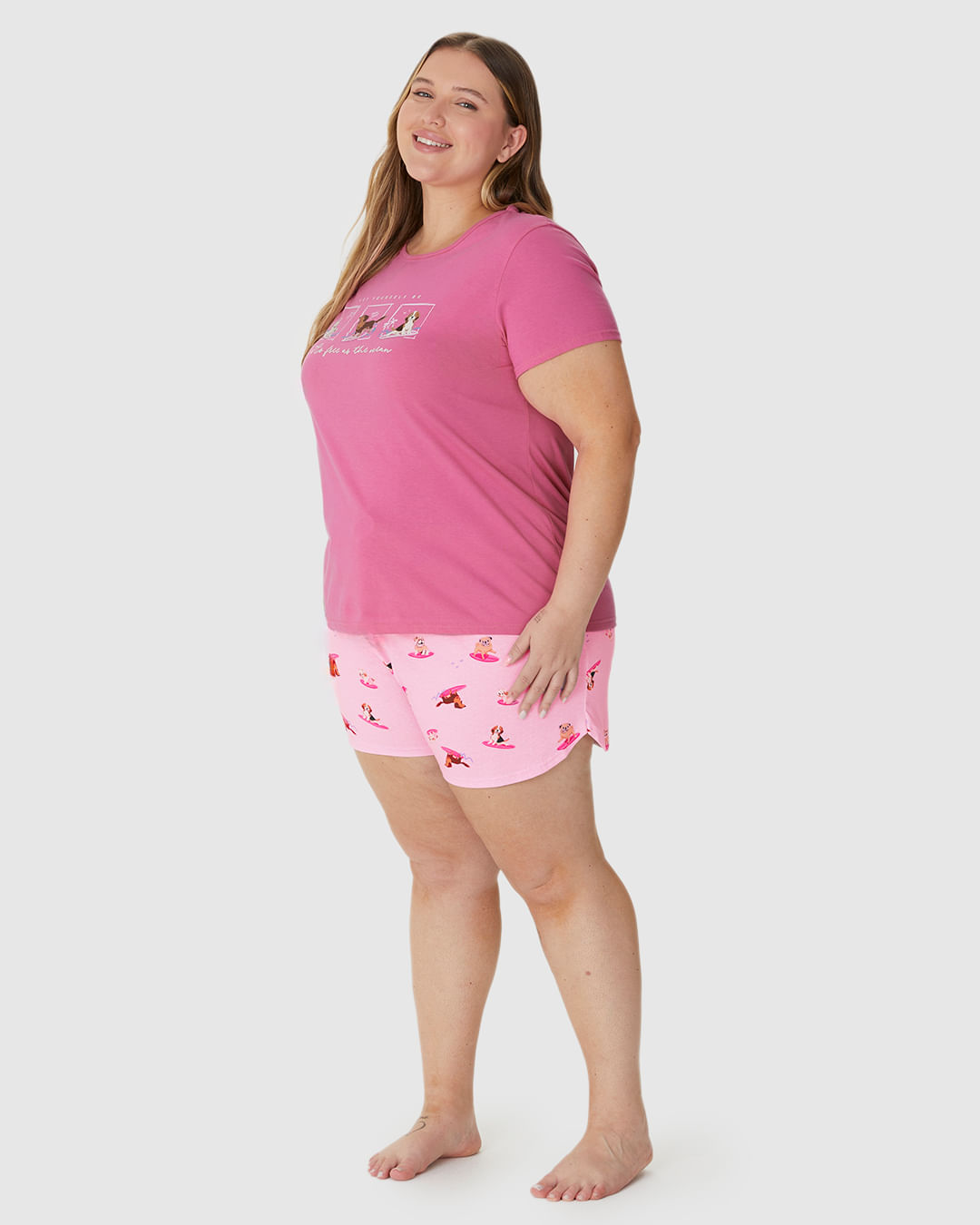 Pijama Feminino Plus Size Let Yourself Be As Free As The Ocean Em Algodão - Imagem 14