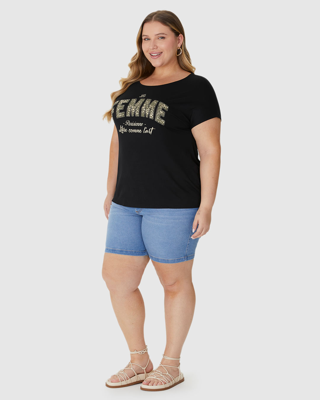 Camiseta Feminina Plus Size Mullet La Femme Parisienne Em Viscose Stretch - Imagem 17