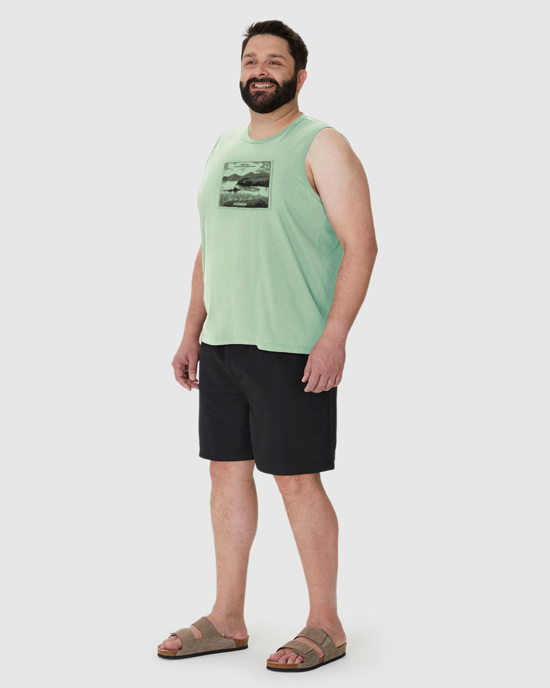 Regata Masculina Plus Size Coastal Shapes Em Algodão - Imagem 22