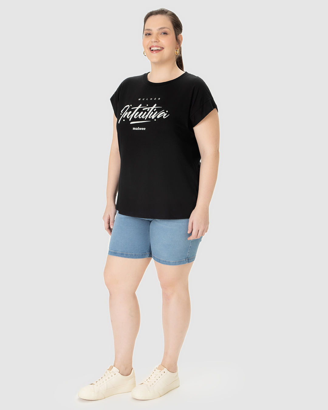 Blusa Feminina Plus Size Mulher Intuitiva Com Pérolas Em Algodão - Imagem 12