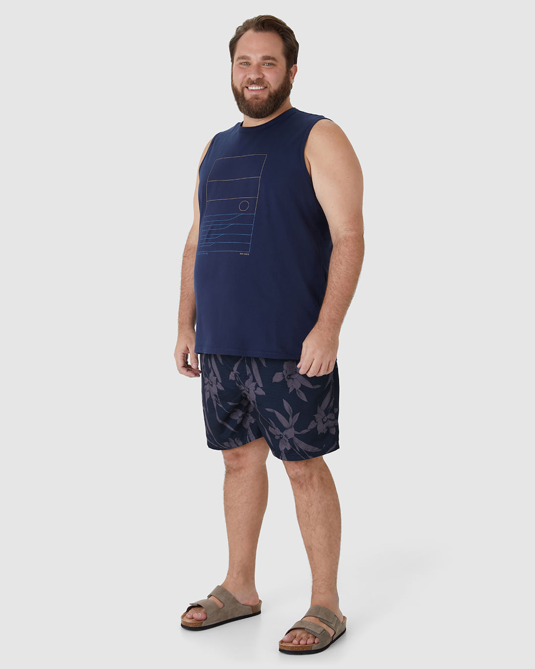 Shorts Masculino Plus Size Cós Com Cadarço Funcional Em Tafetá - Imagem 2