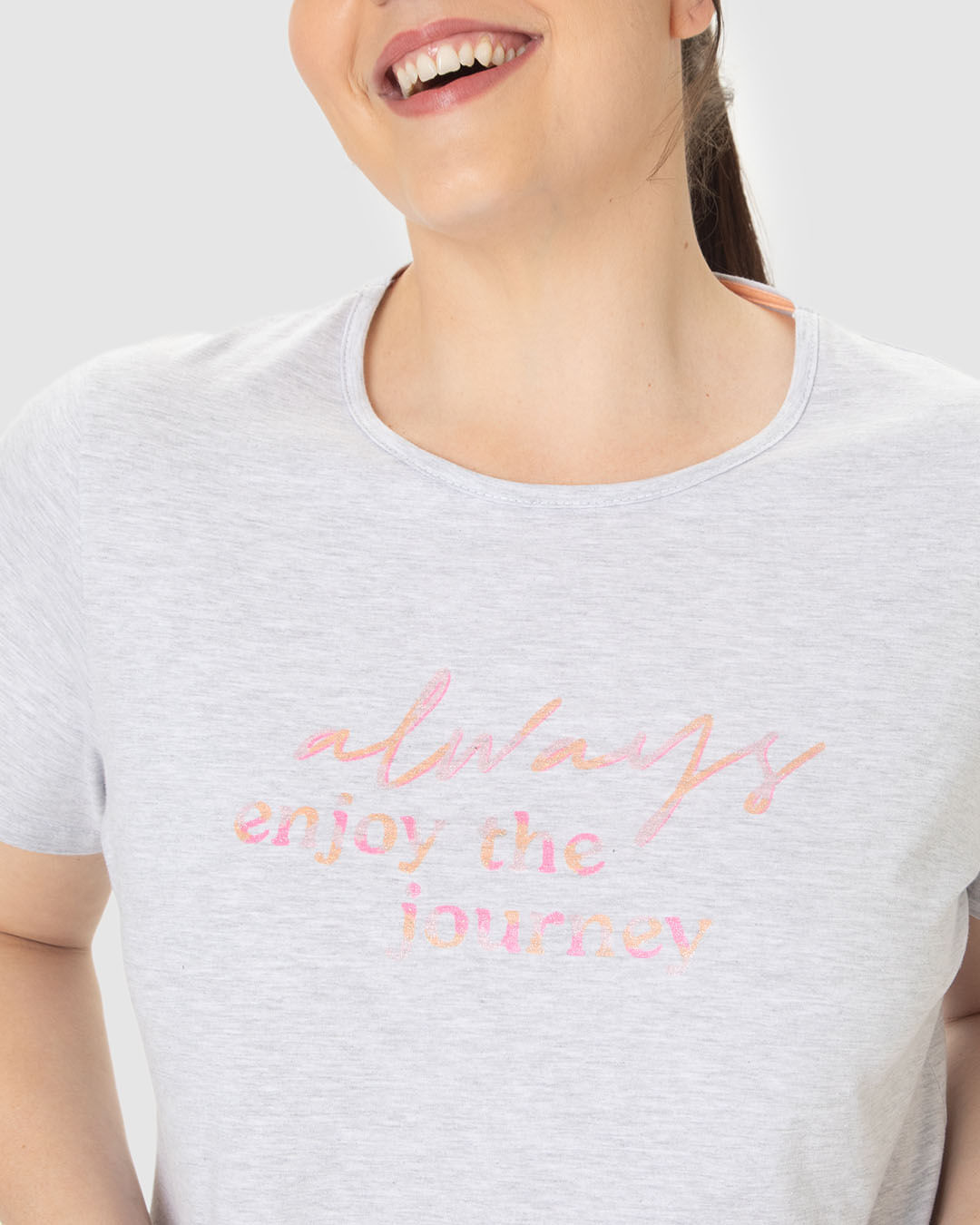 Pijama Feminino Plus Size Always Enjoy The Journey Em Algodão - Imagem 15