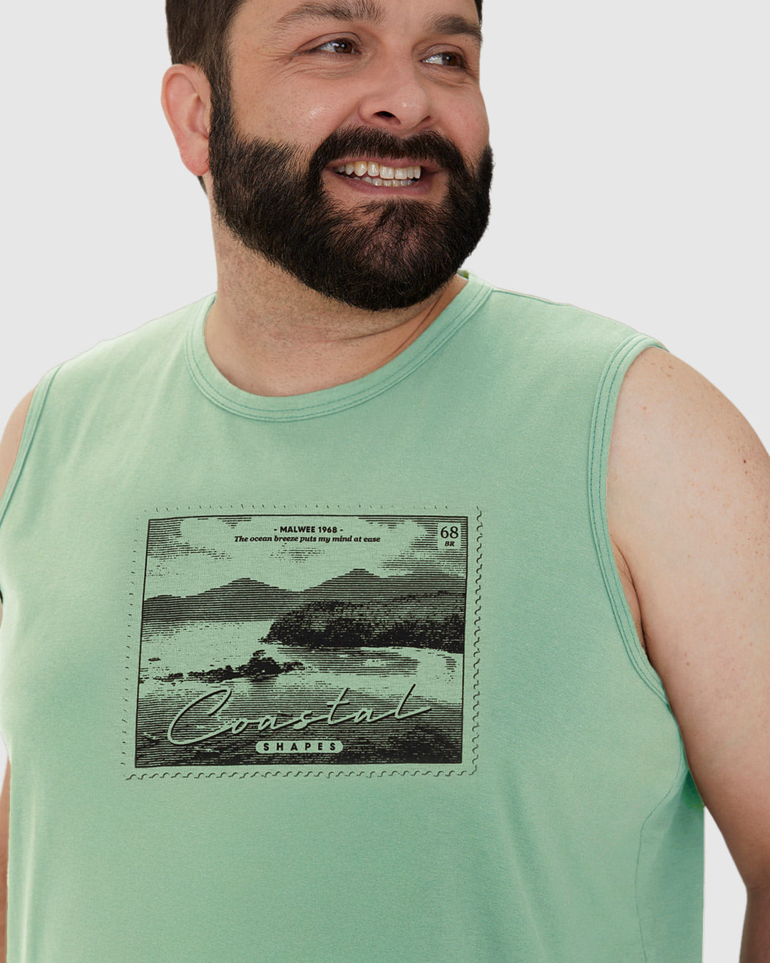 Regata Masculina Plus Size Coastal Shapes Em Algodão - Imagem 3