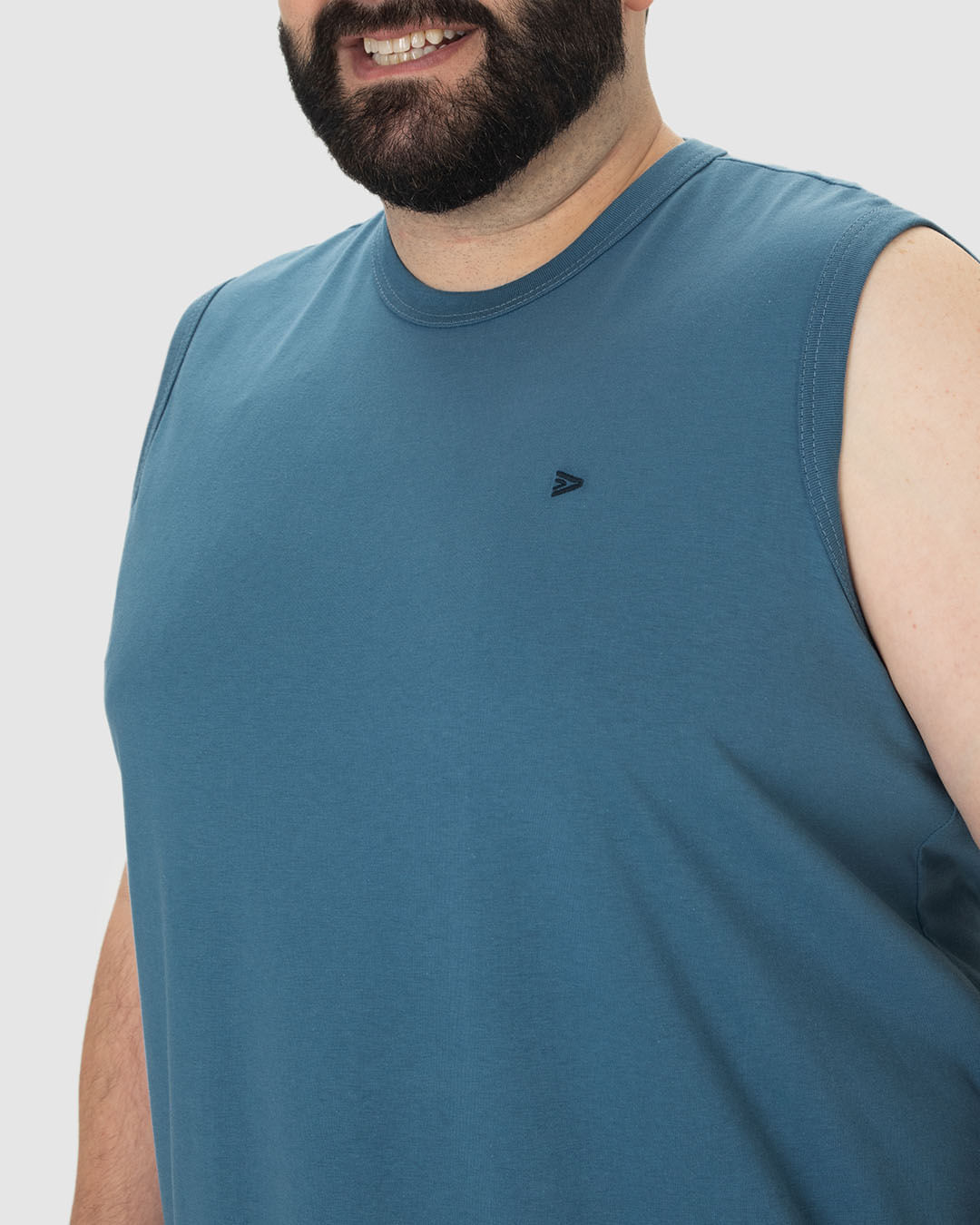 Pijama Masculino Plus Size Regata Bordado Peitoral Em Algodão - Imagem 13