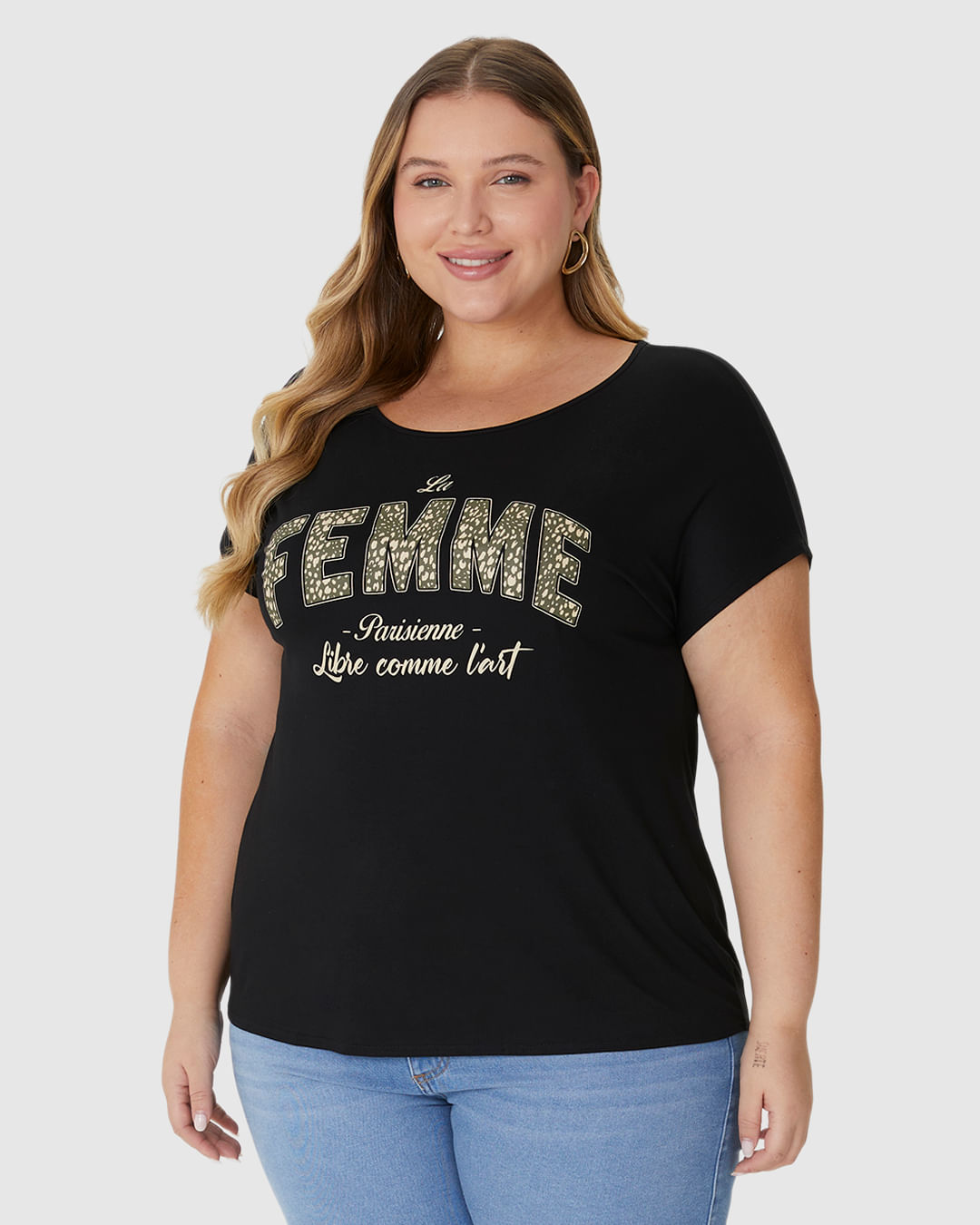 Camiseta Feminina Plus Size Mullet La Femme Parisienne Em Viscose Stretch - Imagem 19