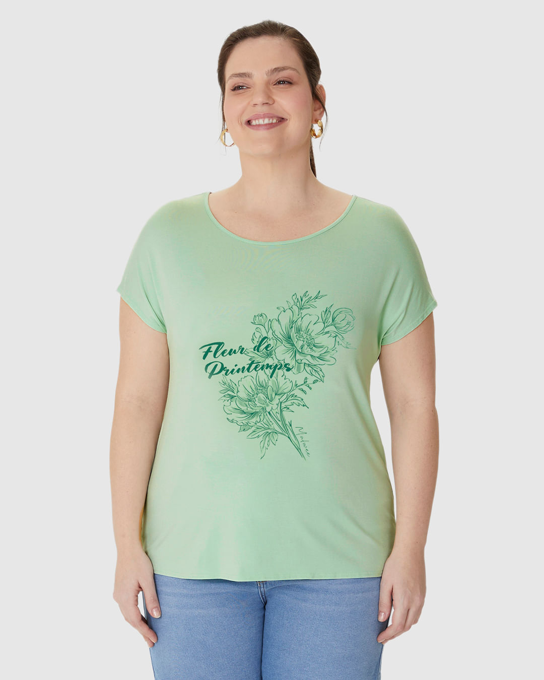 Camiseta Feminina Plus Size Mullet Fleur Du Printemps Em Viscose Stretch - Imagem 14