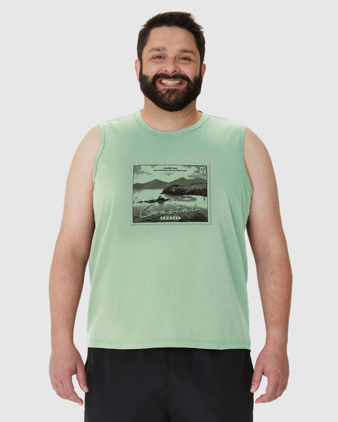 Regata Masculina Plus Size Coastal Shapes Em Algodão - Imagem 24