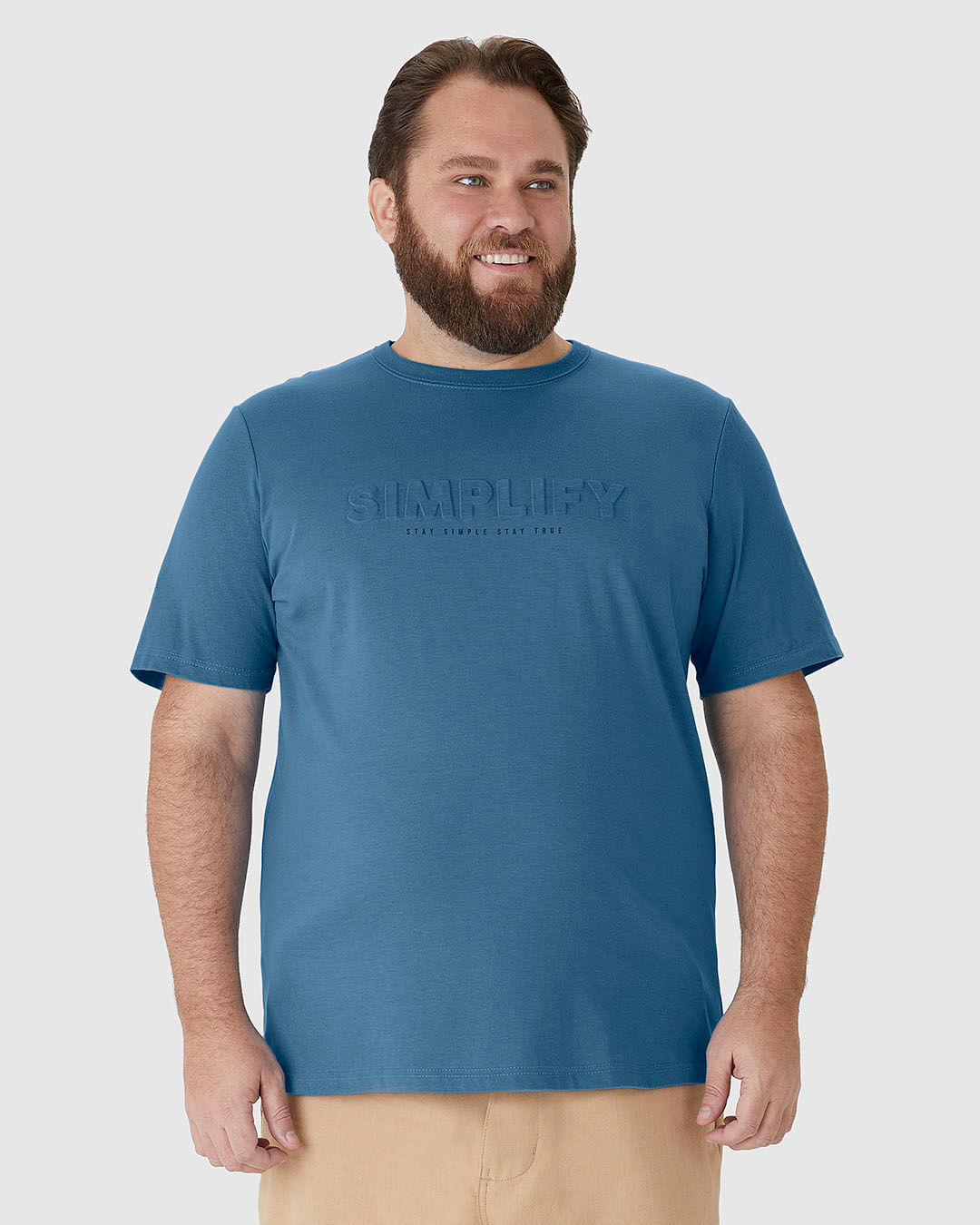 Camiseta Masculina Plus Size Estampa Alto Relevo Simplify Em Algodão - Imagem 4