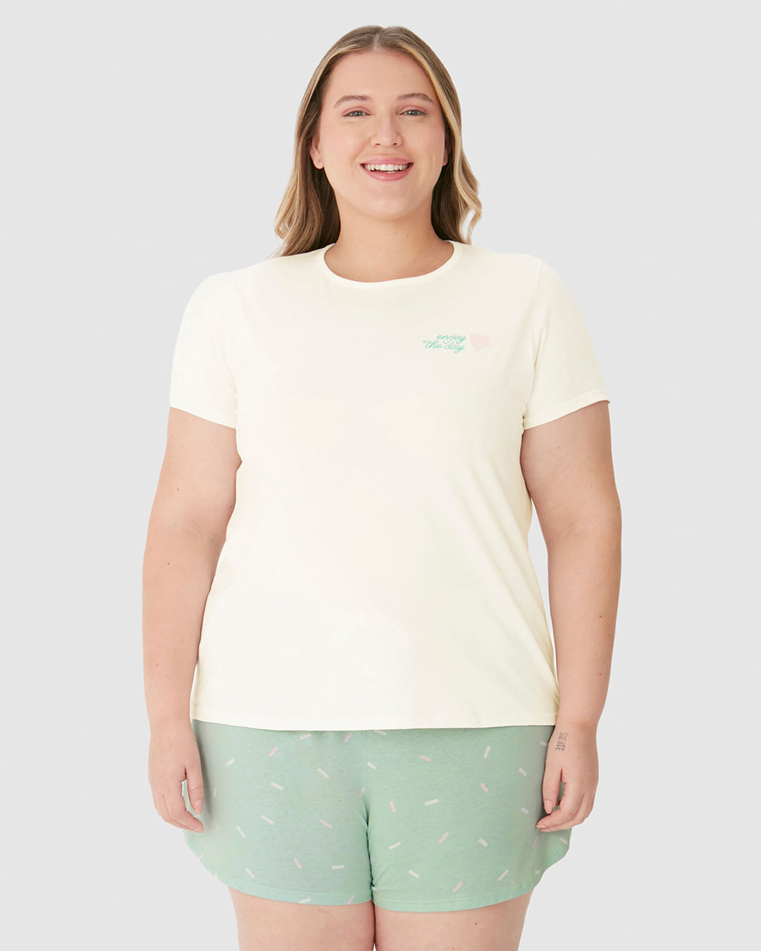 Pijama Feminino Plus Size Enjoy The Day Em Algodão - Imagem 9