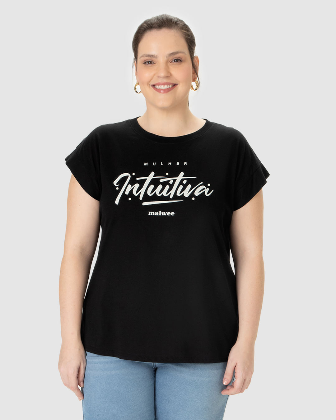 Blusa Feminina Plus Size Mulher Intuitiva Com Pérolas Em Algodão - Imagem 14