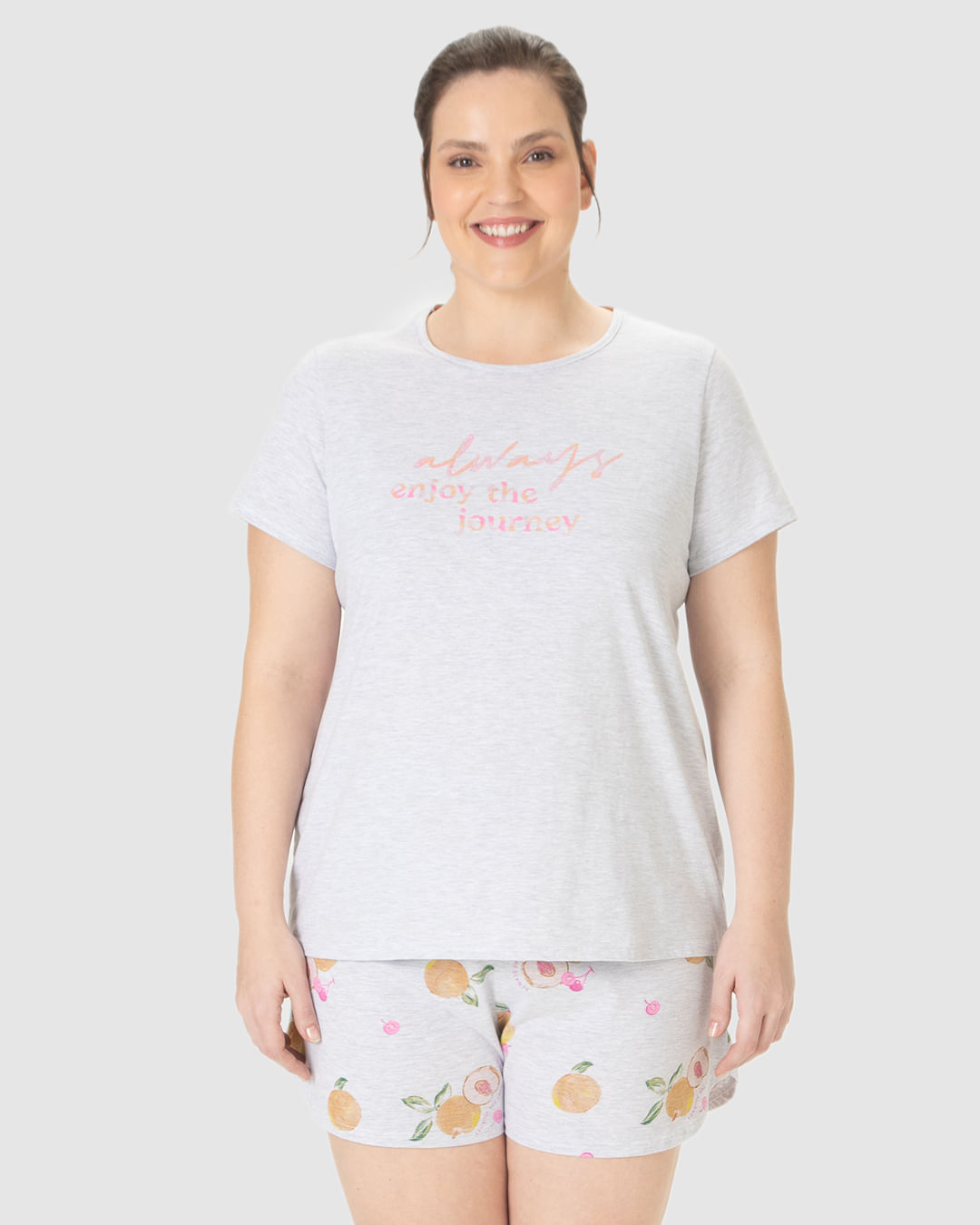 Pijama Feminino Plus Size Always Enjoy The Journey Em Algodão - Imagem 11