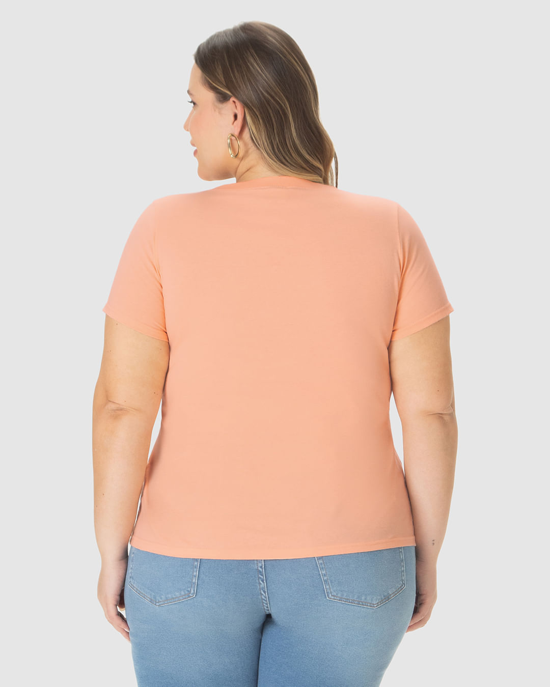 Camiseta Feminina Plus Size Peach Fresh And Sweet Em Algodão - Imagem 15