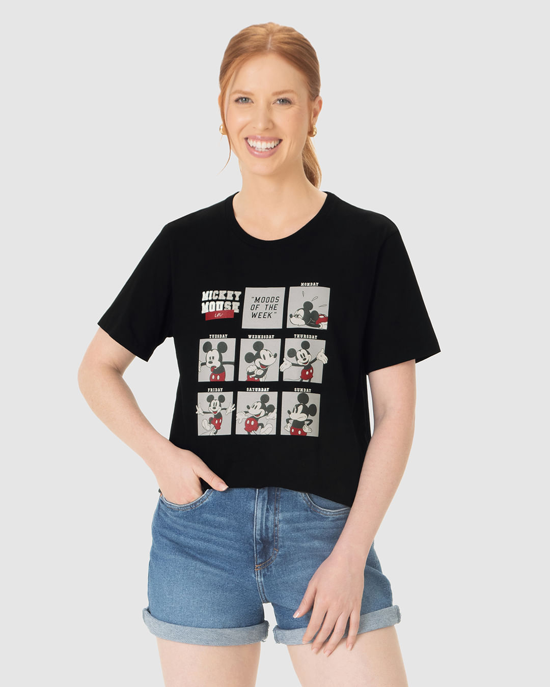 Camiseta Unissex Mickey Mouse In Moods Of The Week em Algodão