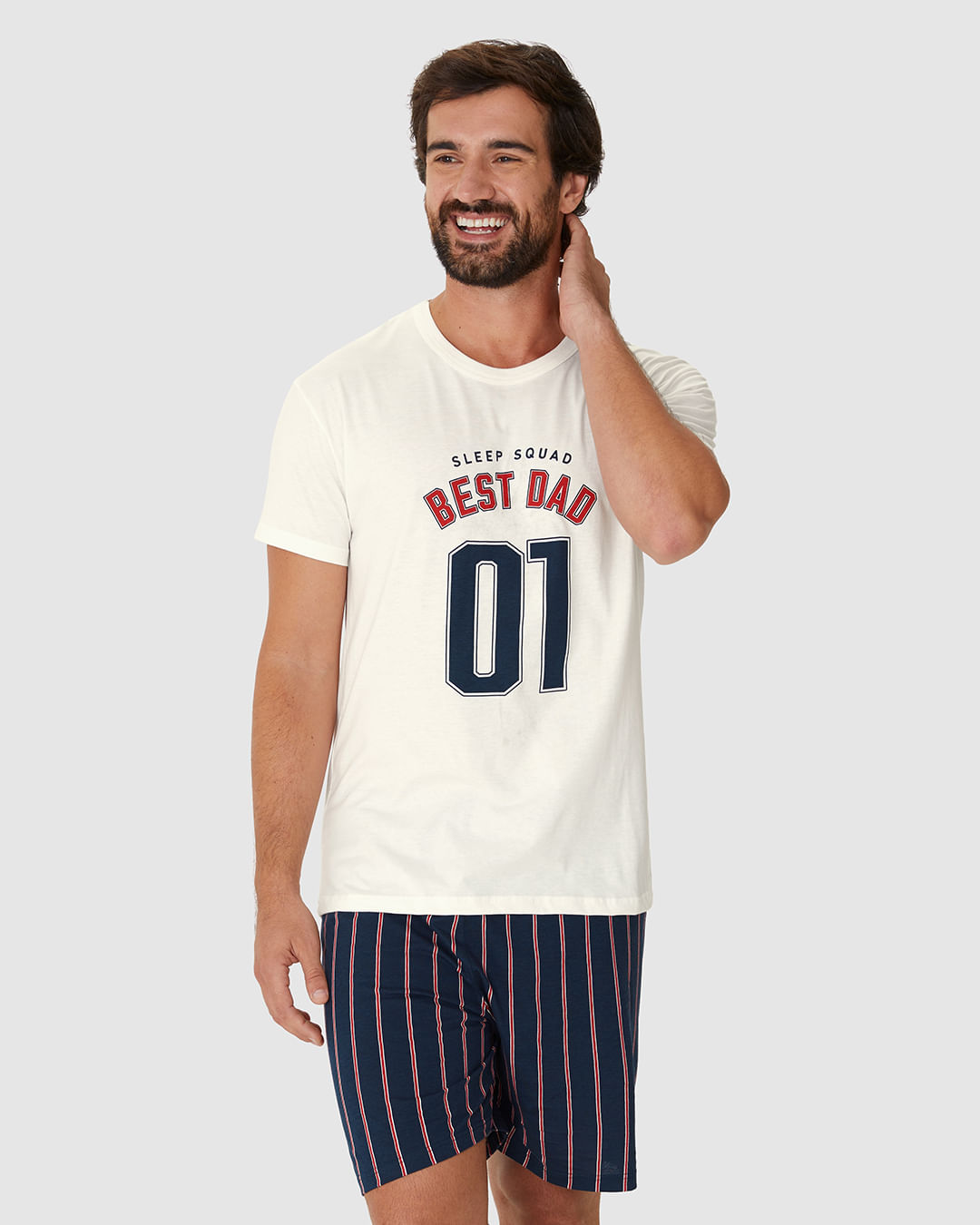 Pijama Curto Masculino Sleep Squad Best Dad Em Algodão - Imagem 13