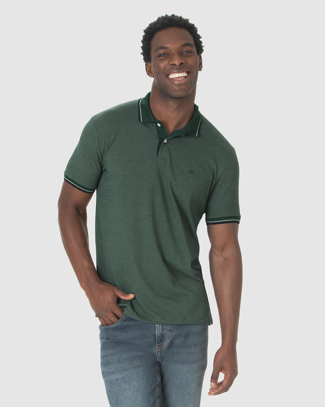 Camisa Polo Masculina Abertura Lateral Em Piquet Pontilhado - Imagem 25