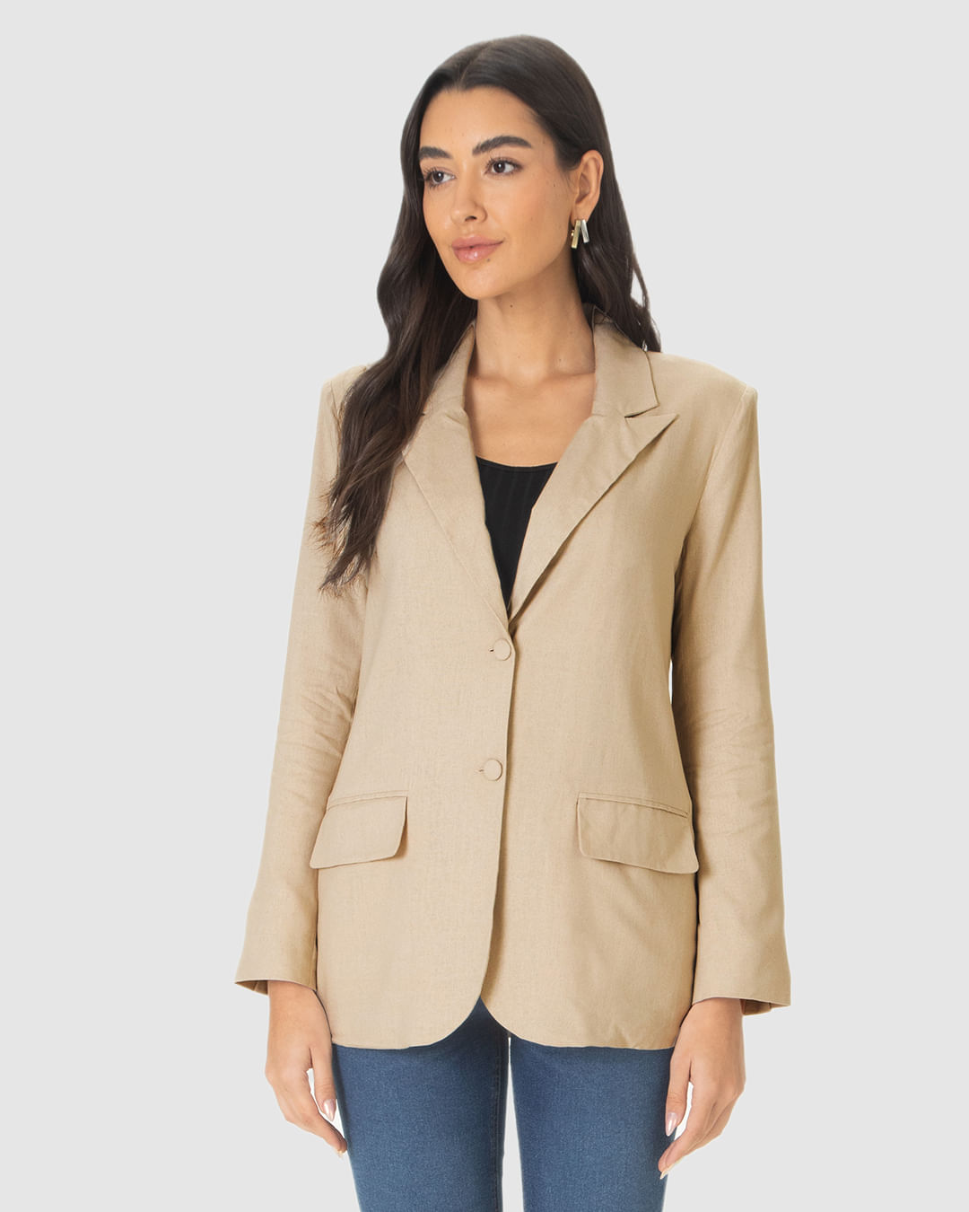 Blazer Feminino Com Bolso Frontal Em Viscolinho - Imagem 13