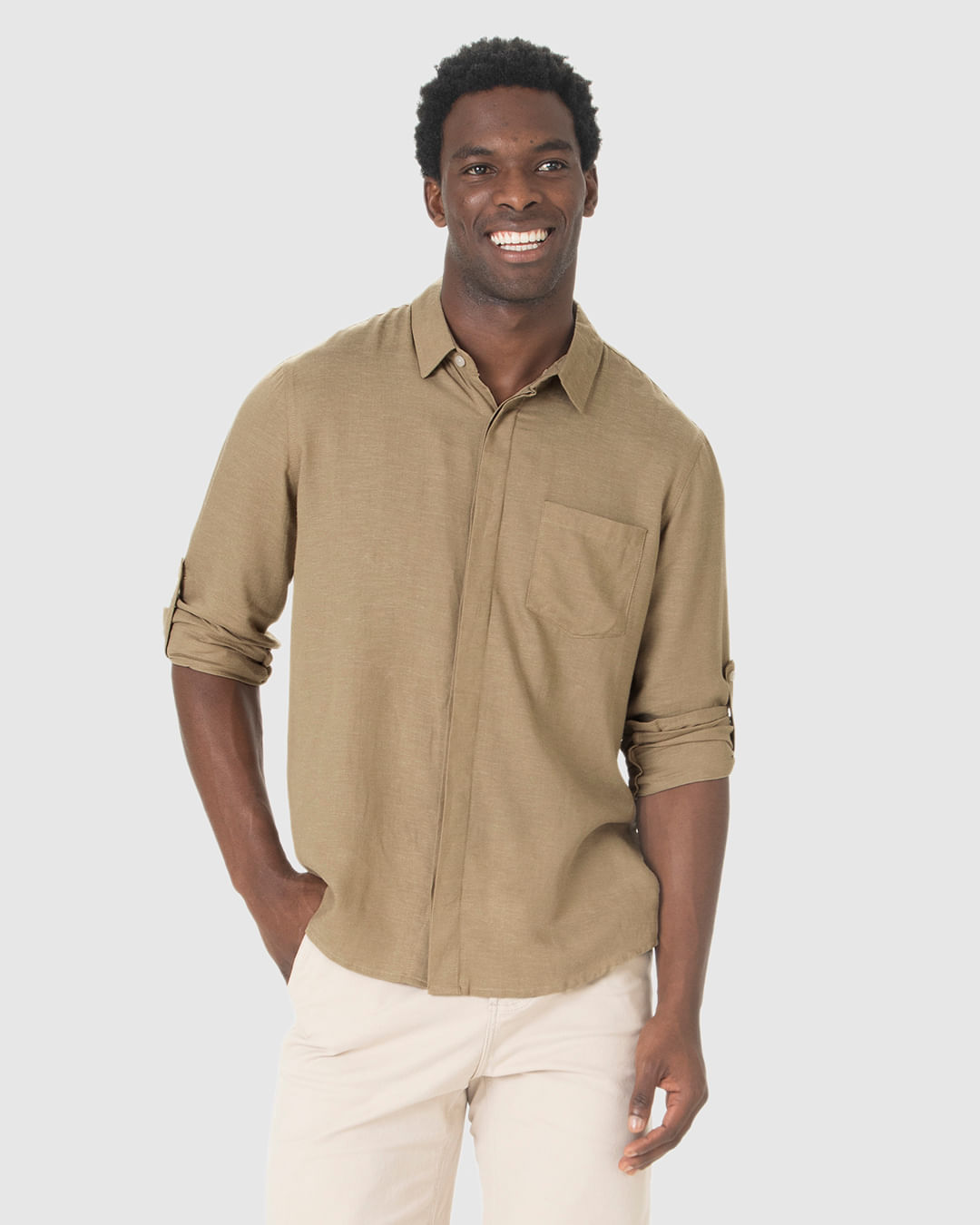 Camisa Masculina Regular Manga Longa Em Viscolinho - Imagem 13
