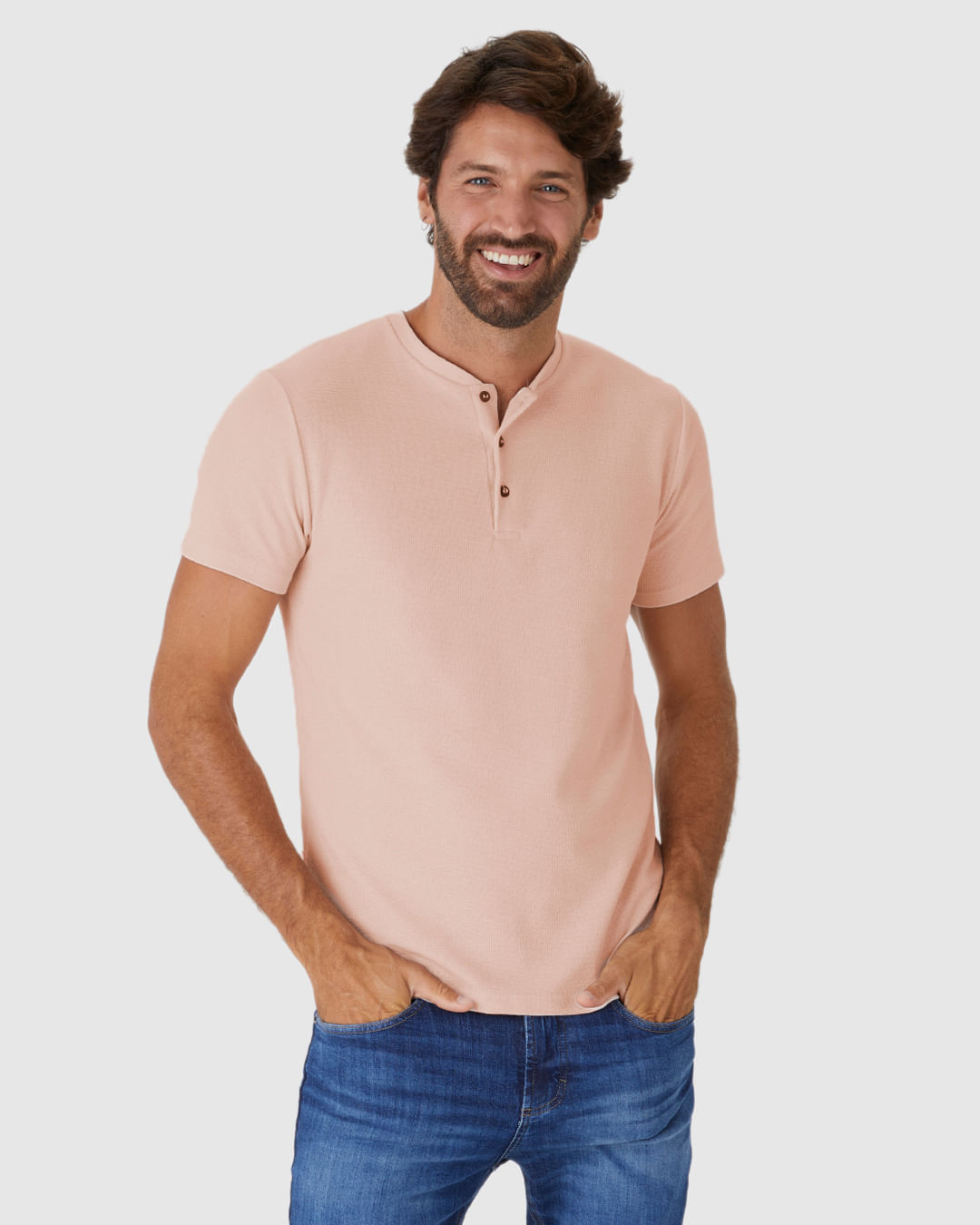 Camiseta Masculina Peitilho Frontal em Malha Texturizada