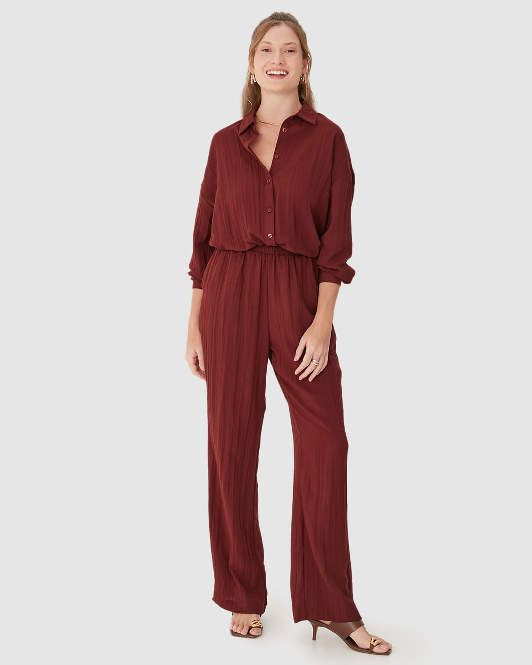 Calça Reta Feminina Bolso Faca Em Tecido Linho - Imagem 16