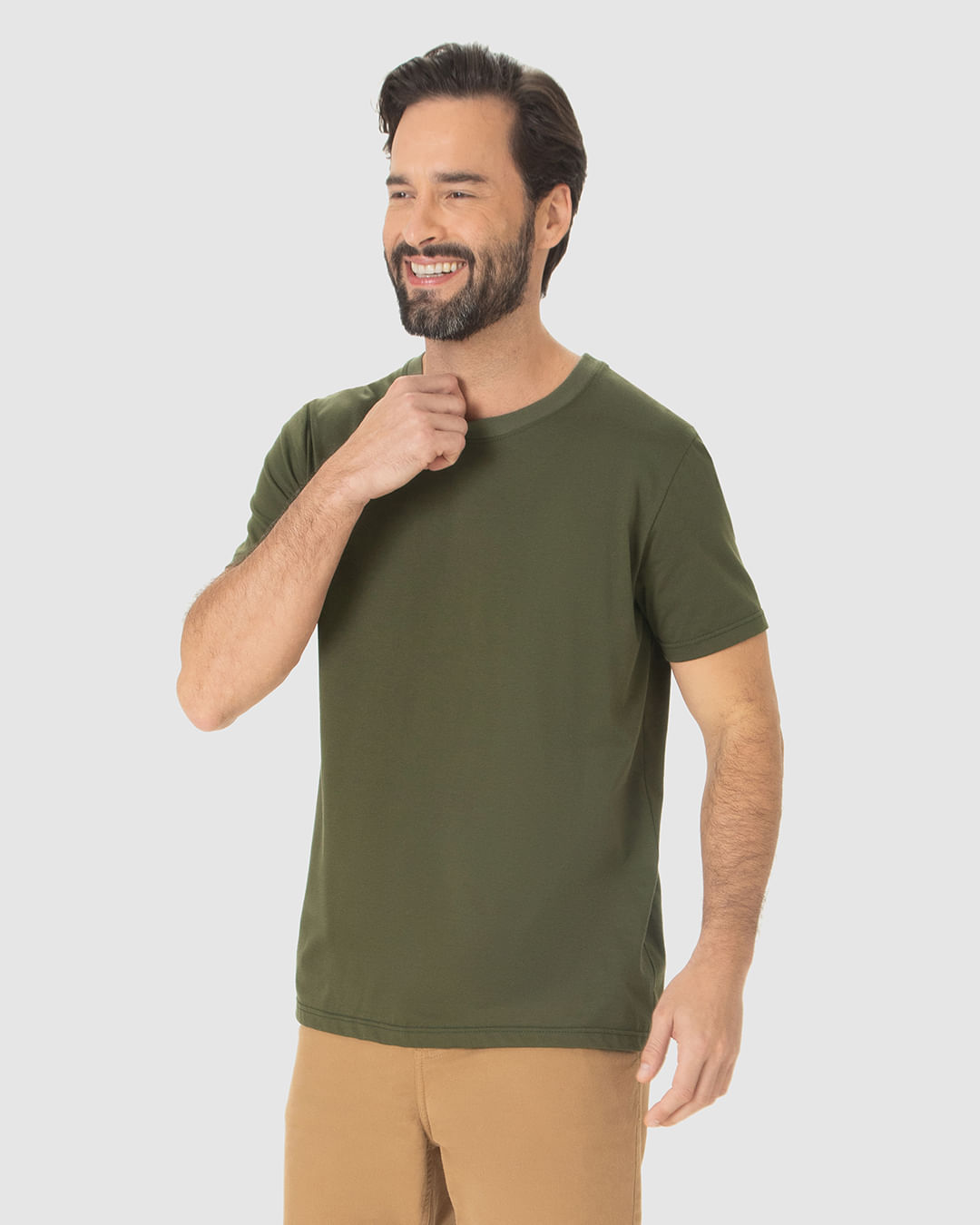 Camiseta Pima Masculina Com Acabamento No Decote Interno