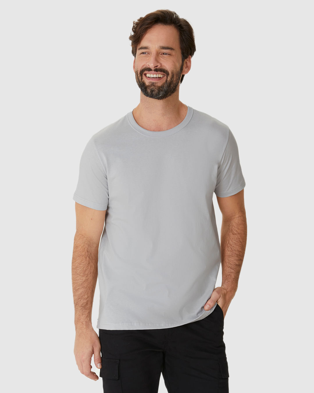 Camiseta Essencial Masculina Slim Decote Redondo Em Algodão