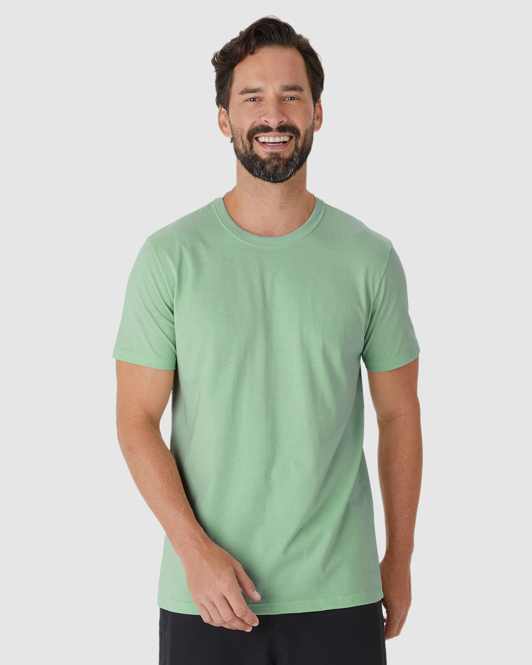 Camiseta Essencial Masculina Slim Decote Redondo Em Algodão - Verde - P