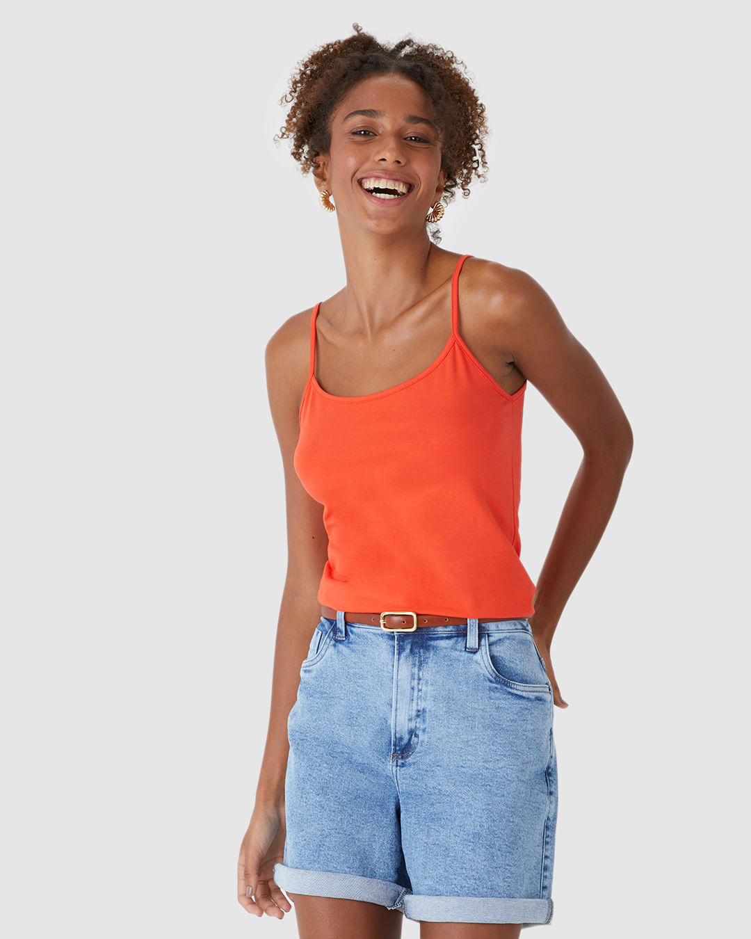 Regata Básica Feminina Alça Fina Em Algodão