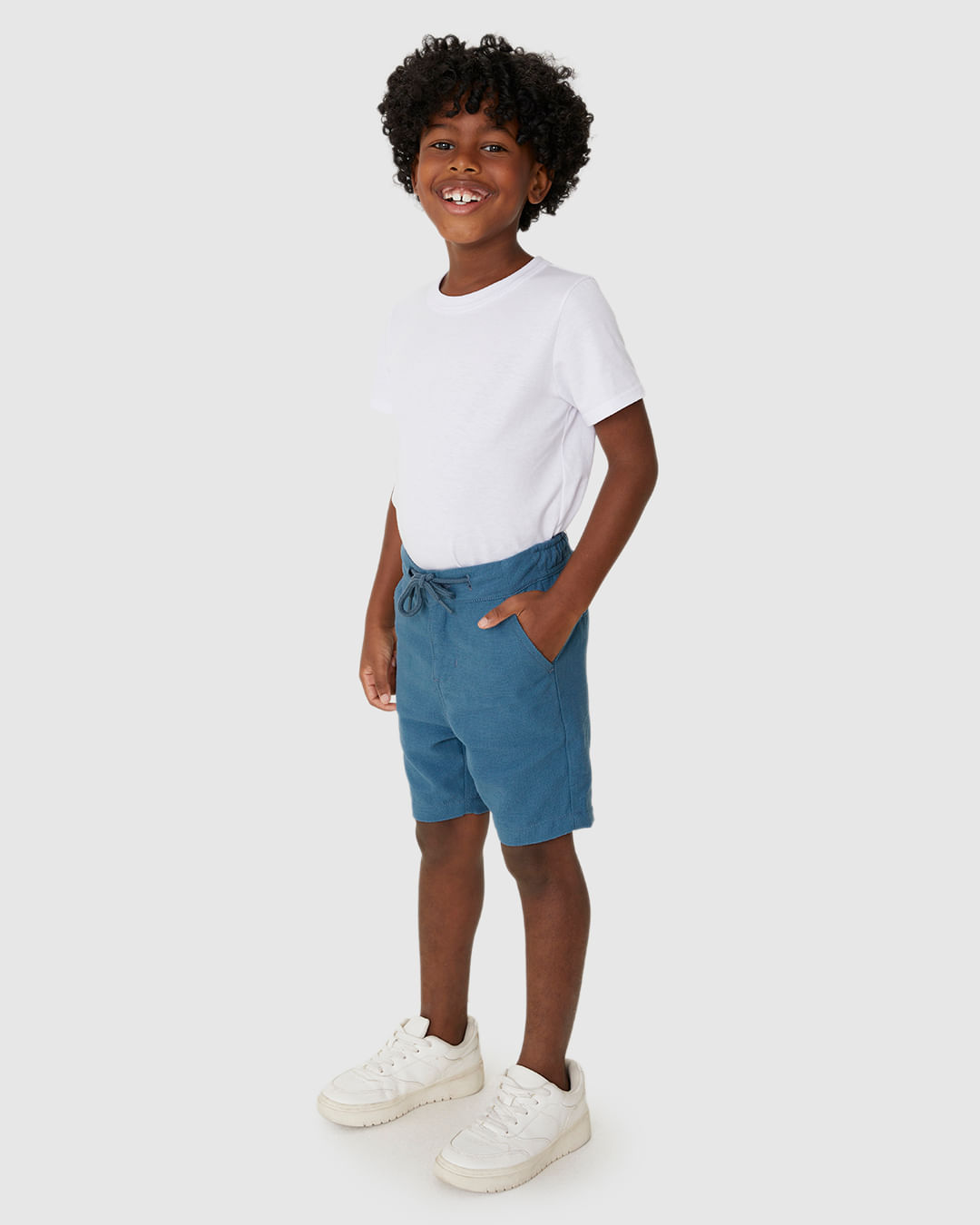 Bermuda Infantil Menino Chino Cadarço Funcional Em Linho Malwee Kids - Imagem 2