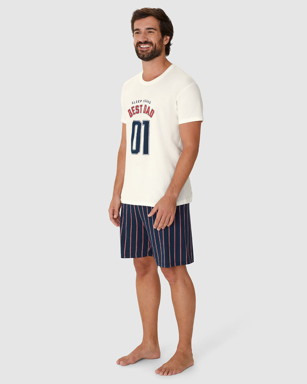 Pijama Curto Masculino Sleep Squad Best Dad Em Algodão - Imagem 20