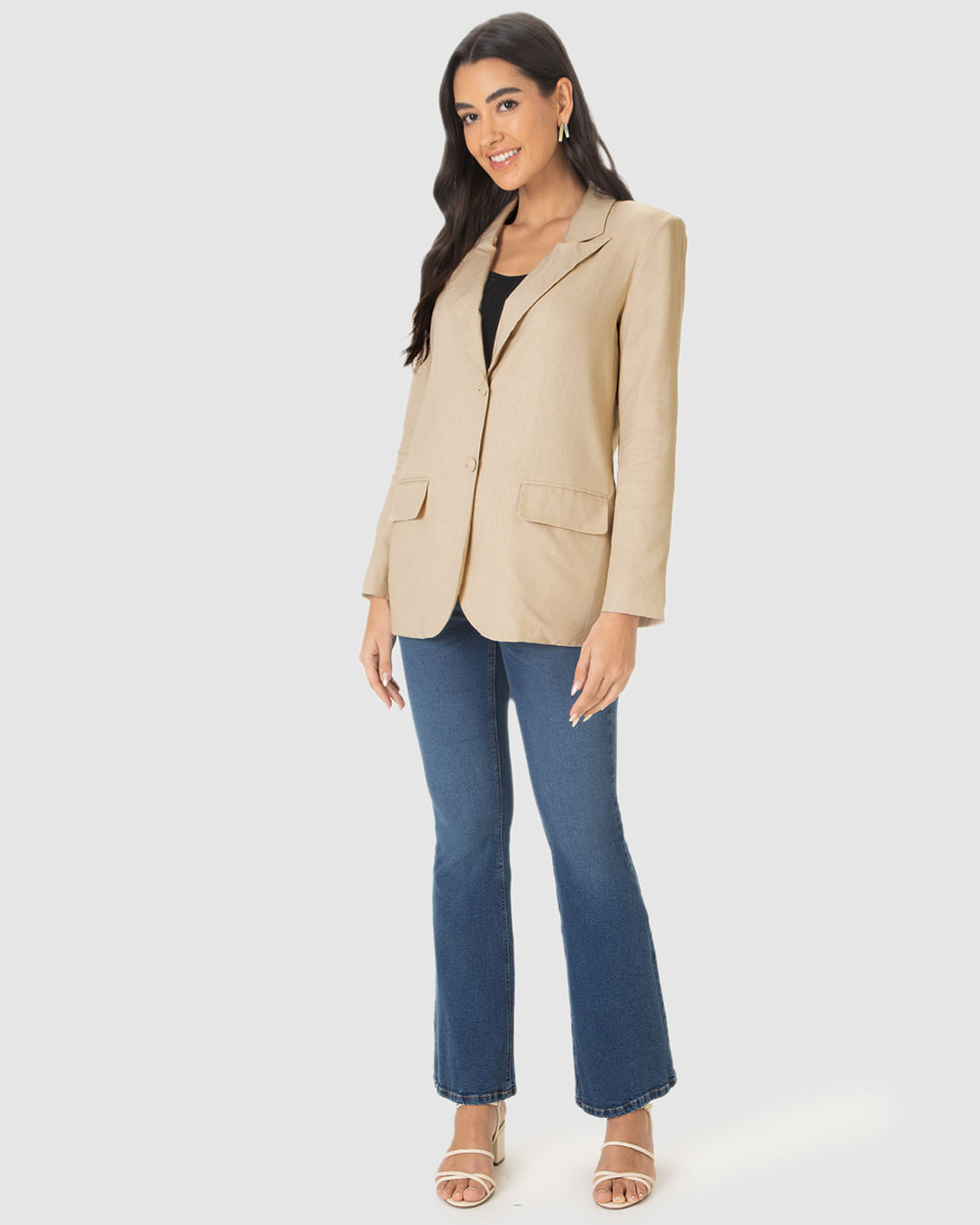 Blazer Feminino Com Bolso Frontal Em Viscolinho - Imagem 8