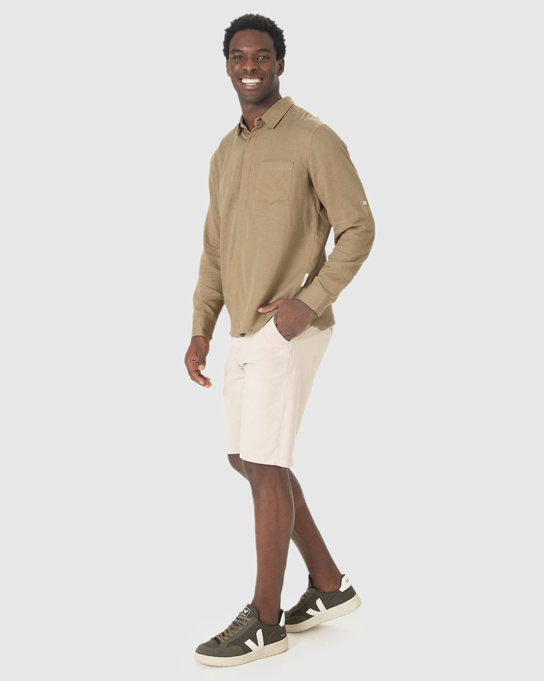 Camisa Masculina Regular Manga Longa Em Viscolinho - Imagem 2