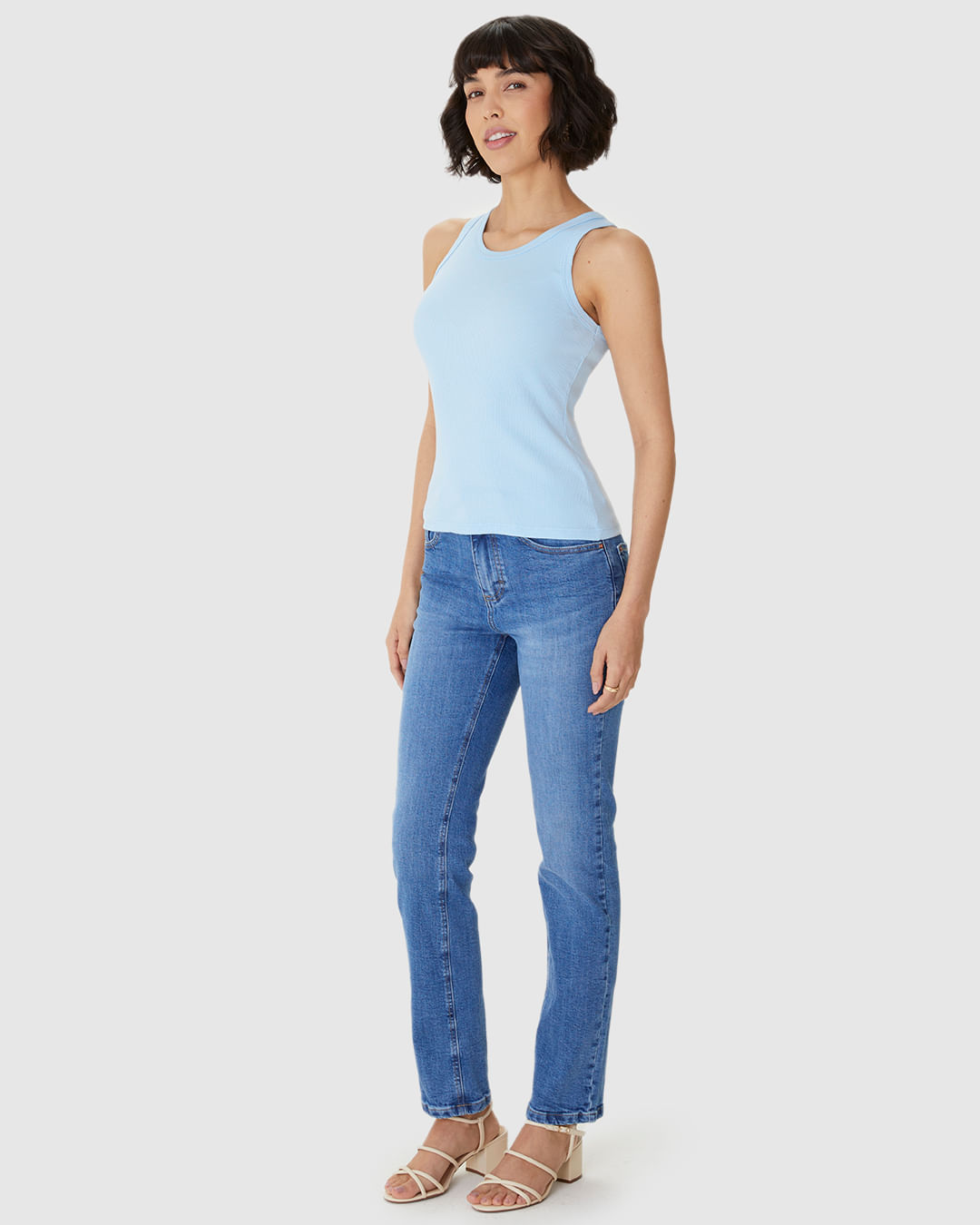 Regata Básica Feminina Decote U Em Ribana - Imagem 2