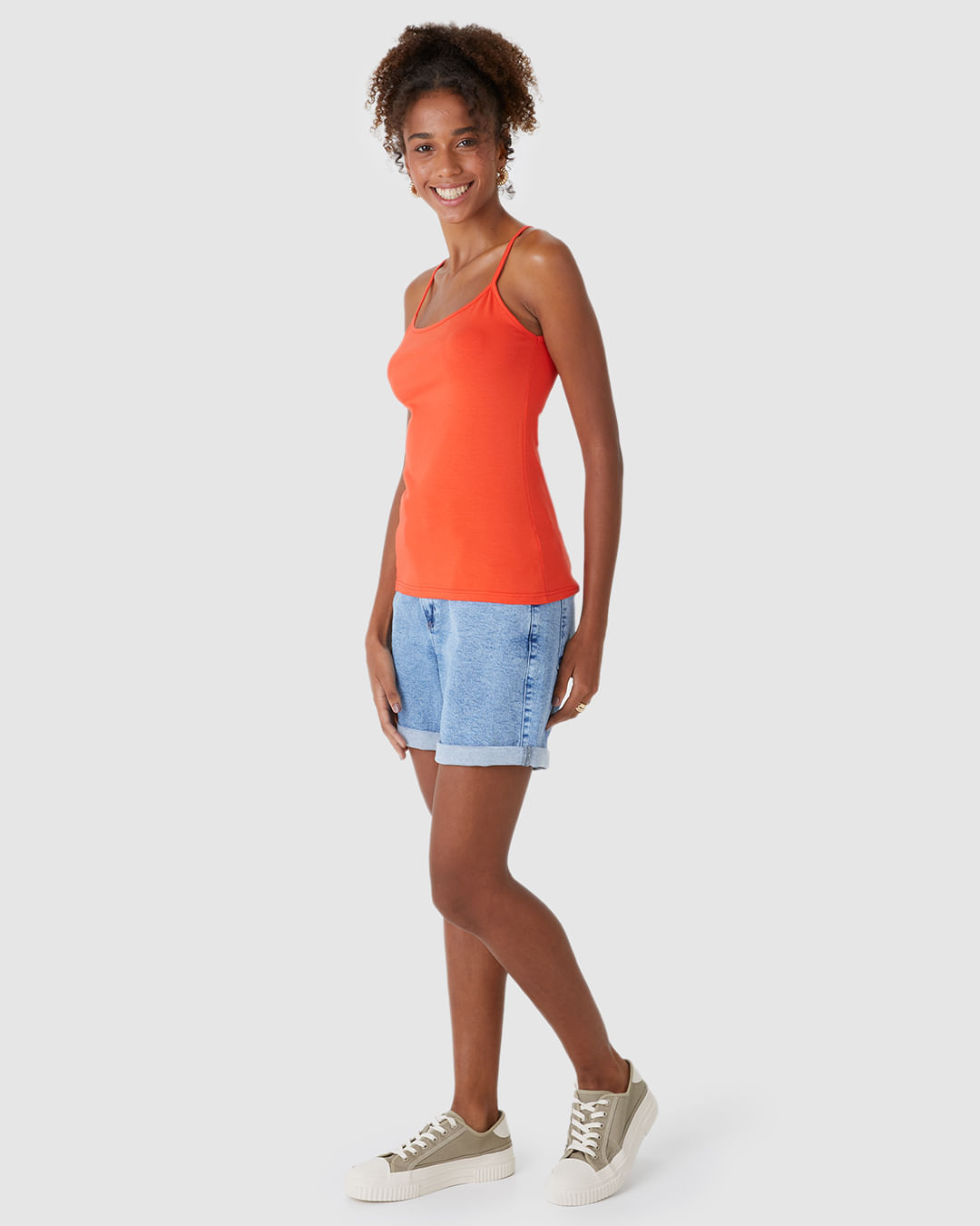 Regata Básica Feminina Alça Fina Em Algodão - Imagem 27