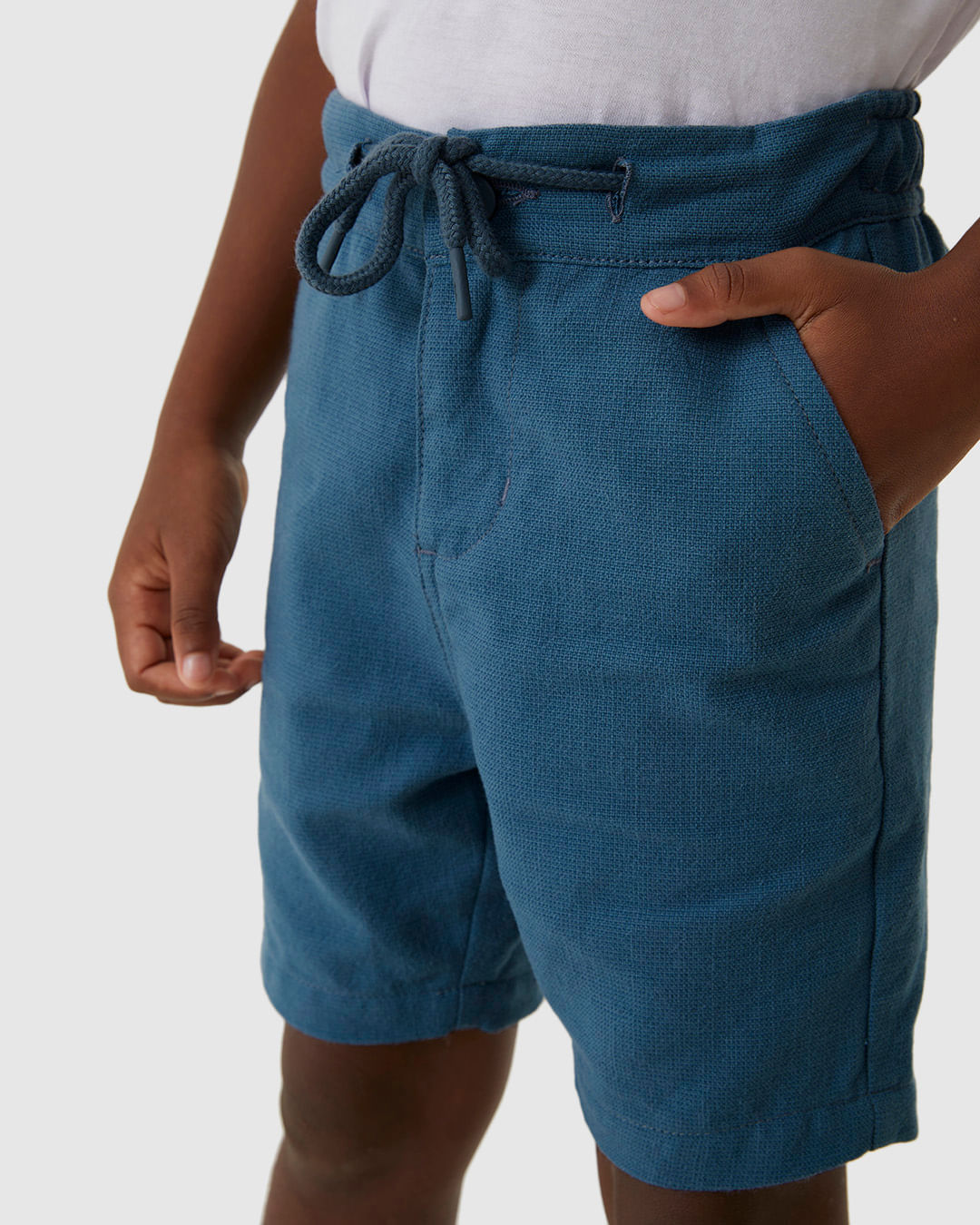 Bermuda Infantil Menino Chino Cadarço Funcional Em Linho Malwee Kids - Imagem 3