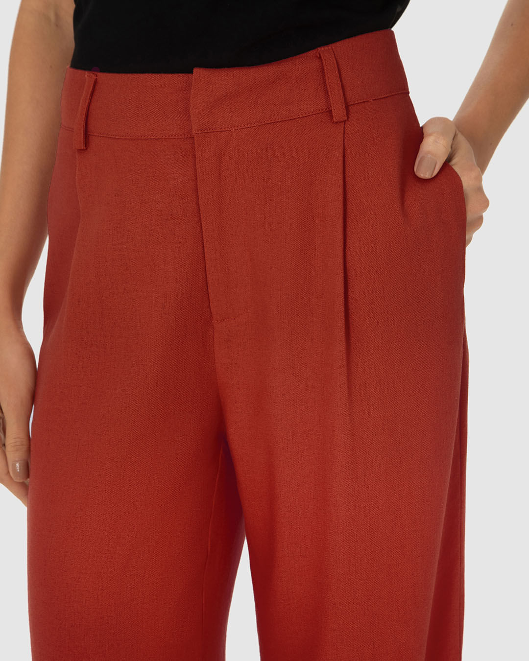 Calça Alfaiataria Feminina Cintura Alta Em Viscolinho - Imagem 3