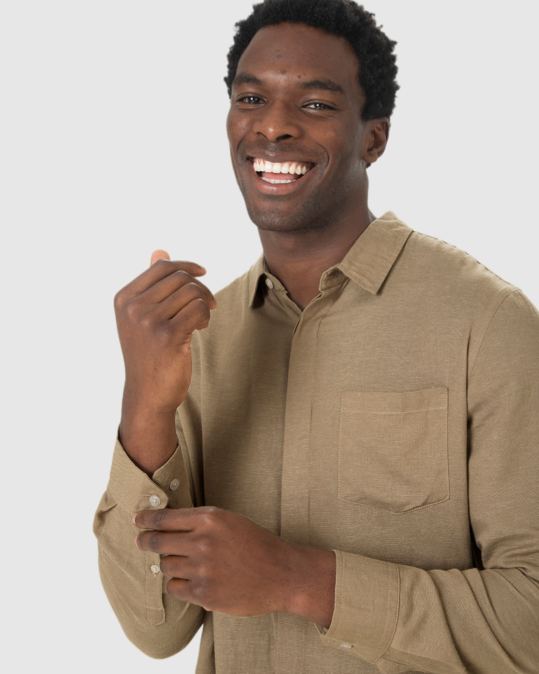 Camisa Masculina Regular Manga Longa Em Viscolinho - Imagem 15