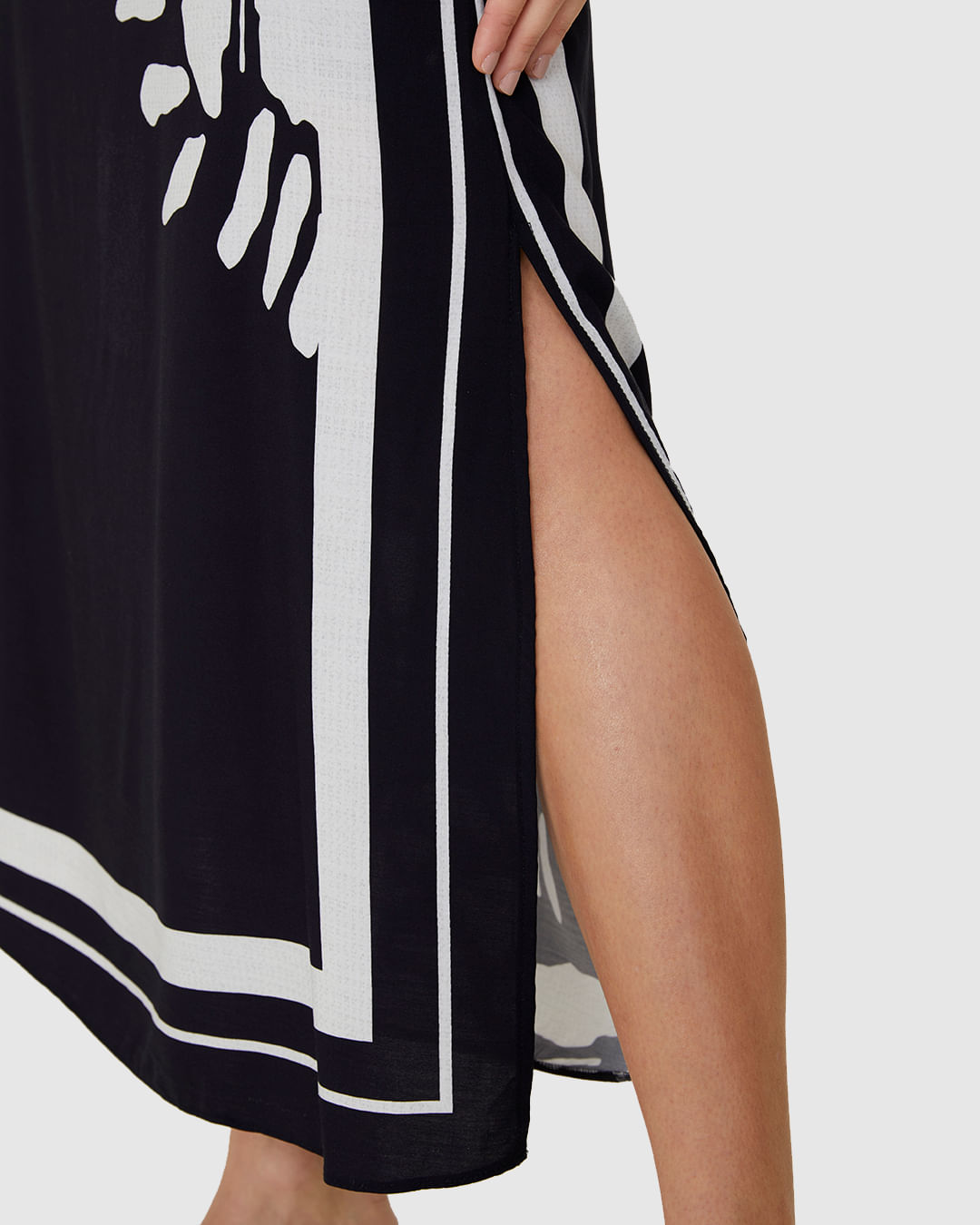Saia Midi Feminina Estampada Fenda Lateral Em Viscose - Imagem 22