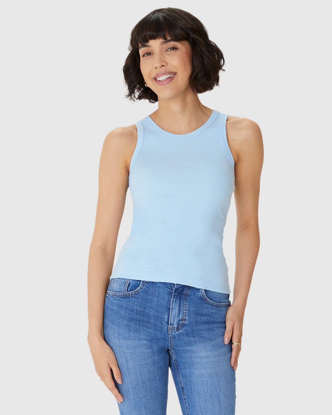 Regata Básica Feminina Decote U Em Ribana - Imagem 24