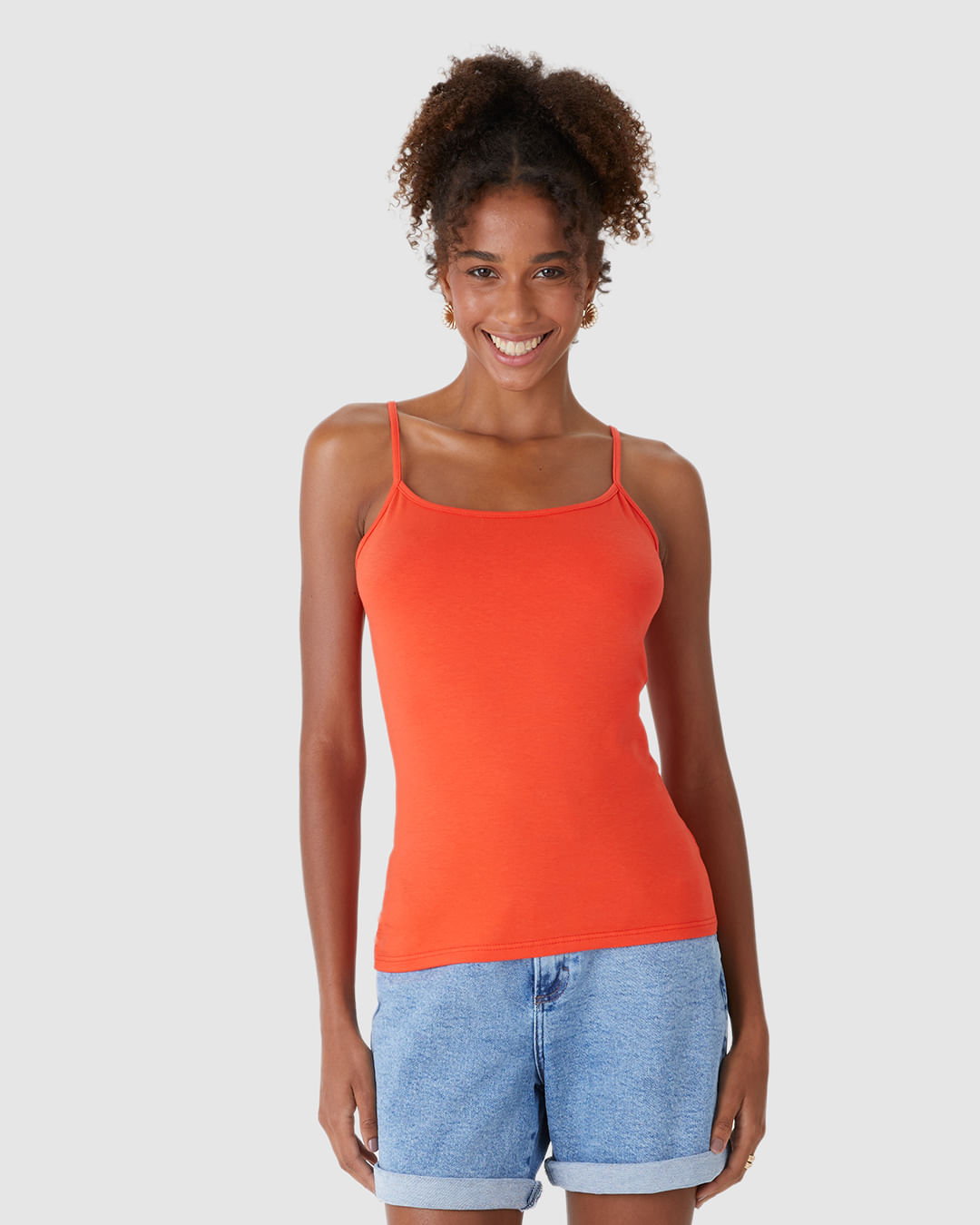 Regata Básica Feminina Alça Fina Em Algodão - Imagem 4