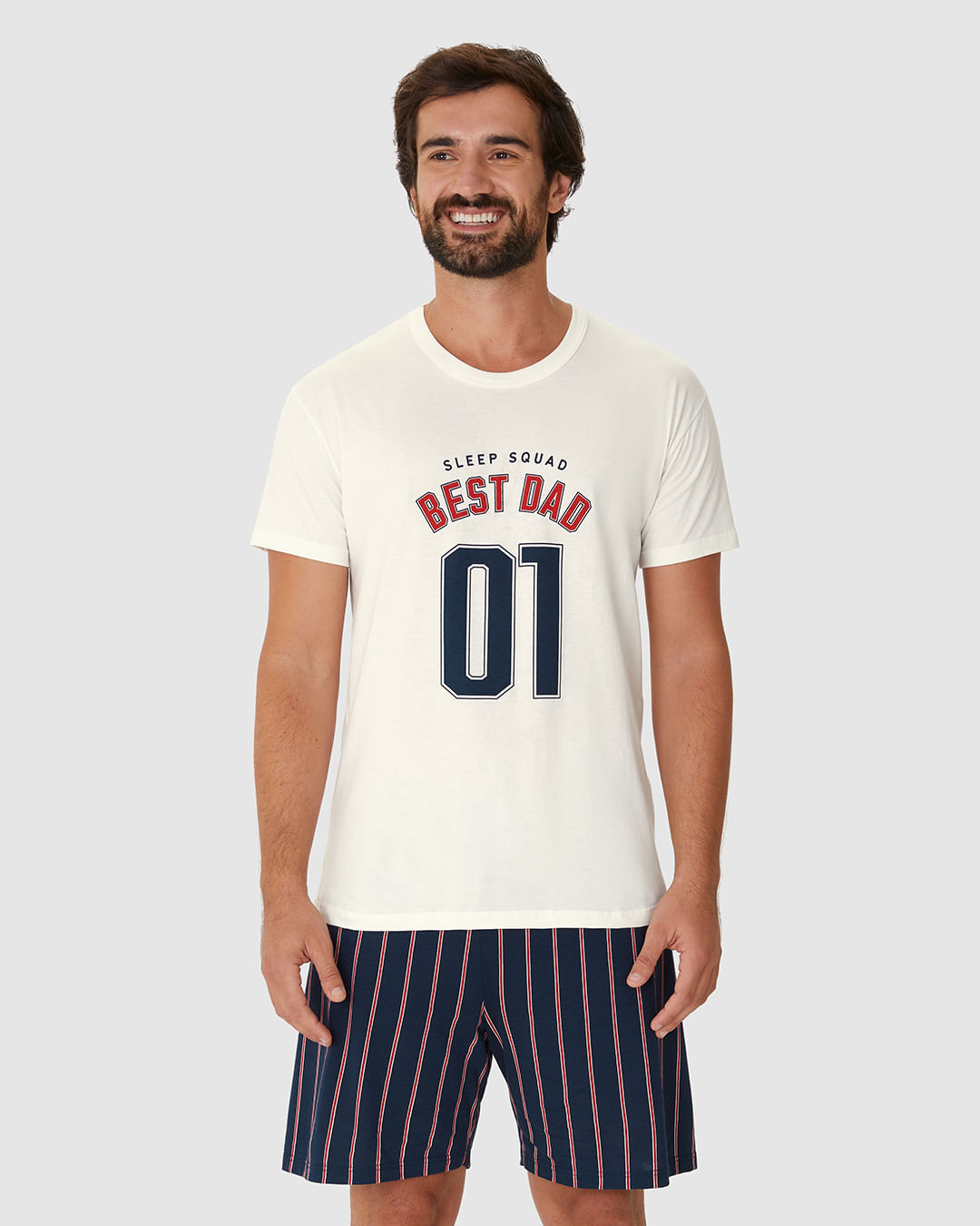 Pijama Curto Masculino Sleep Squad Best Dad Em Algodão - Imagem 5
