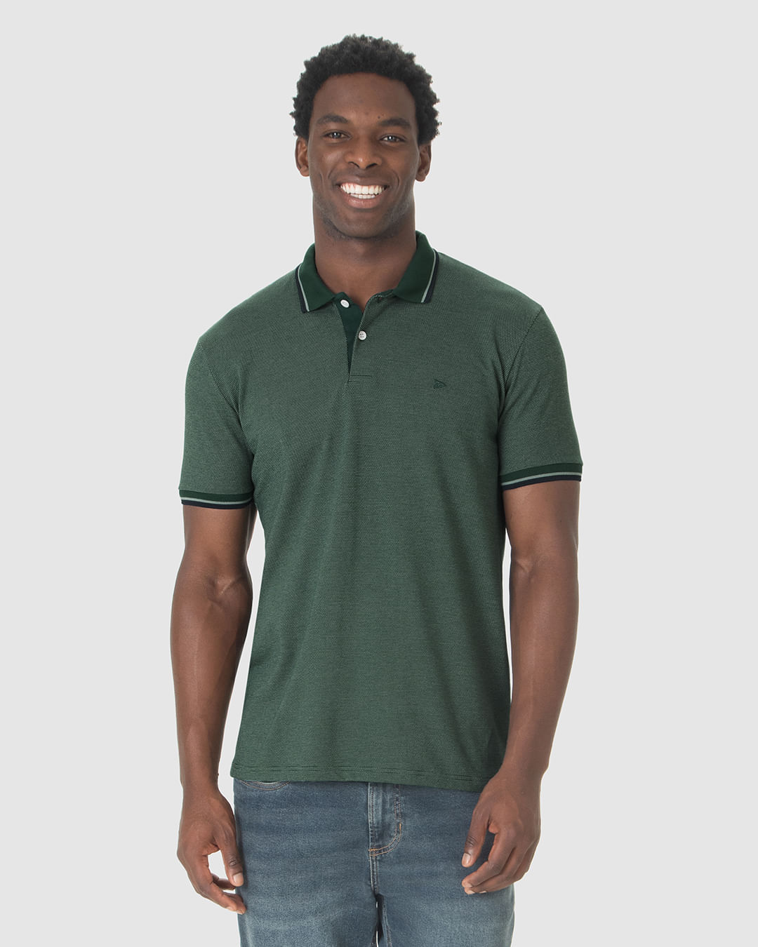 Camisa Polo Masculina Abertura Lateral Em Piquet Pontilhado - Imagem 29
