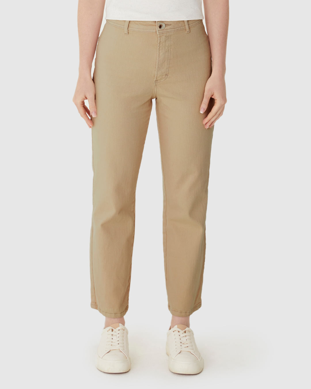 Calça Straight Cropped Feminina Bolso Funcional Em Sarja Com Elastano - Imagem 41