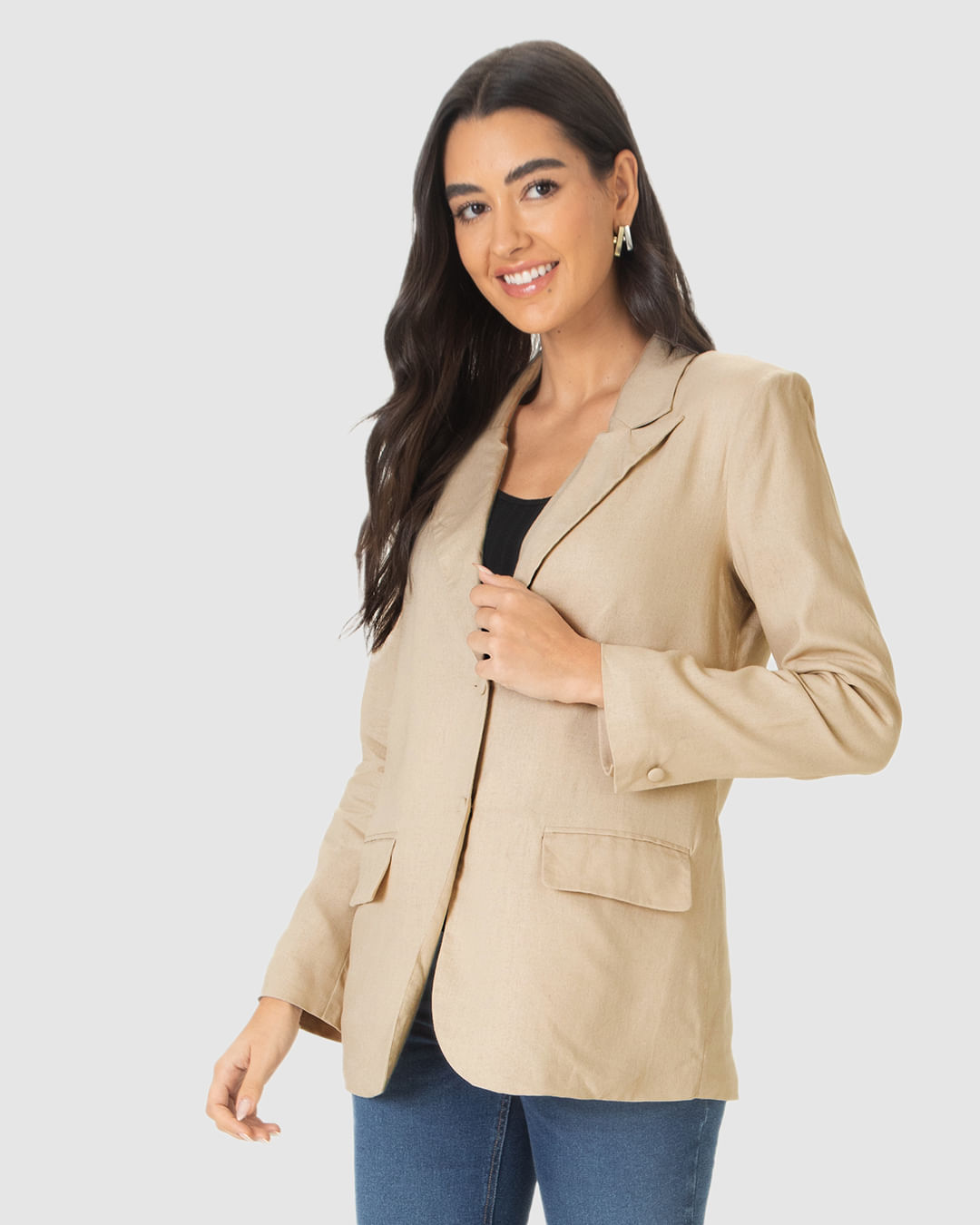 Blazer Feminino Com Bolso Frontal Em Viscolinho - Imagem 11