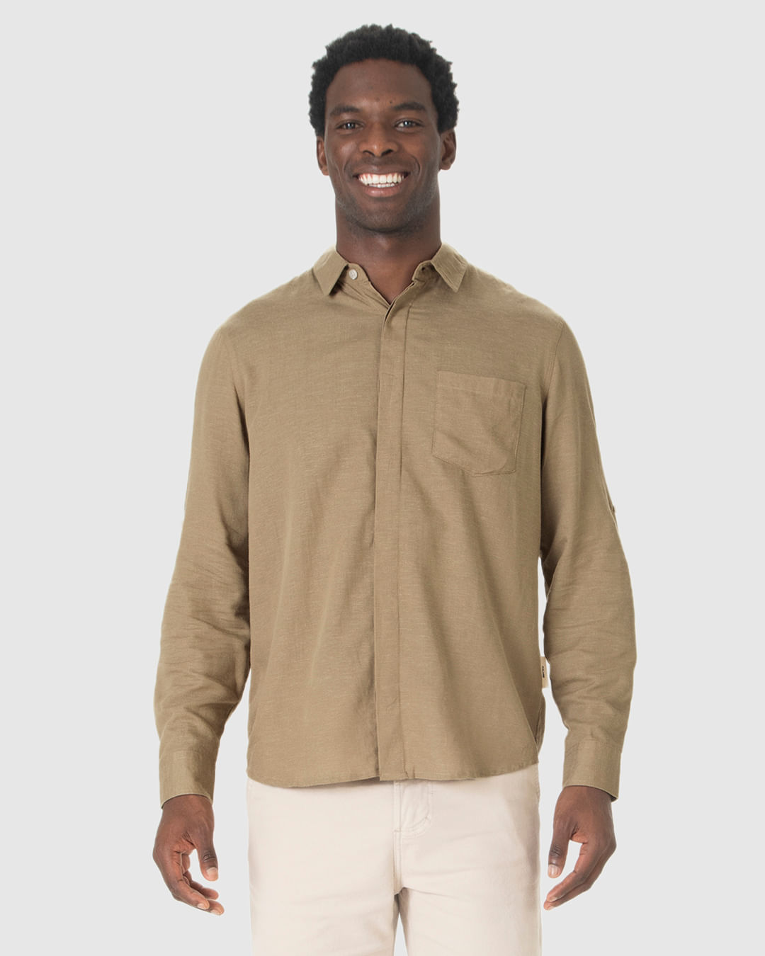 Camisa Masculina Regular Manga Longa Em Viscolinho - Imagem 23