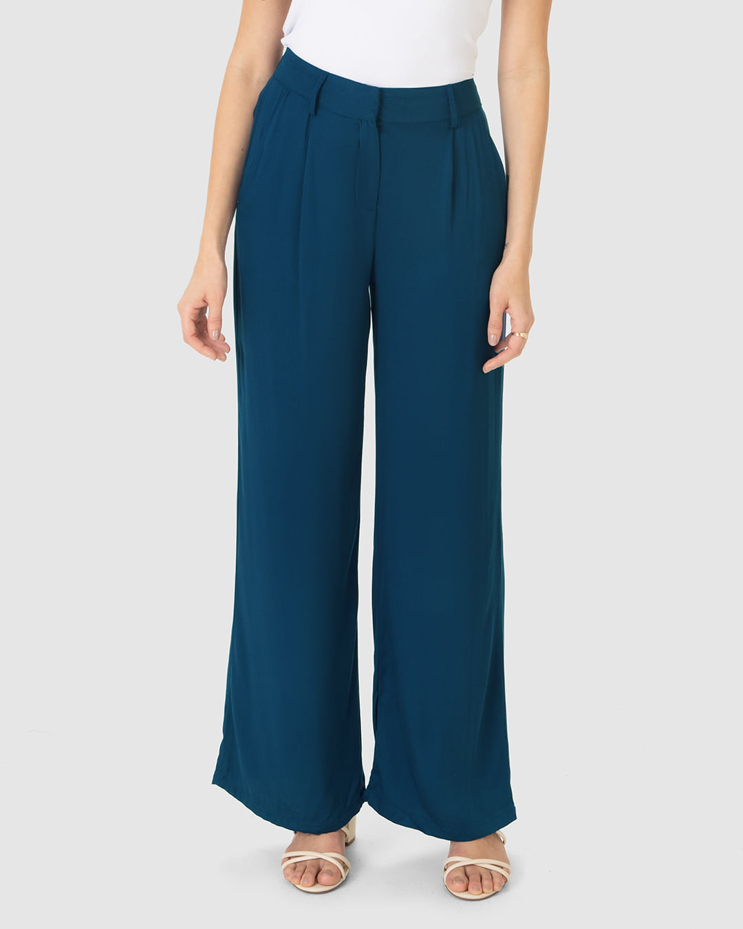 Calça Reta Feminina Bolso Faca Em Viscose Sarjada - Imagem 23