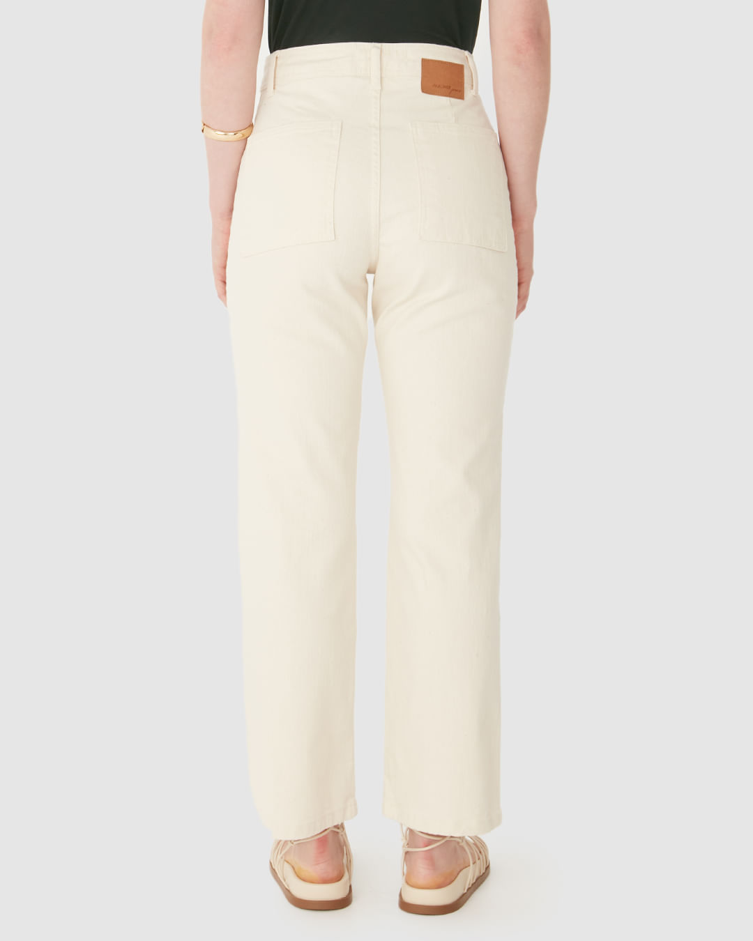 Calça Straight Cropped Feminina Bolso Funcional Em Sarja Com Elastano - Imagem 40